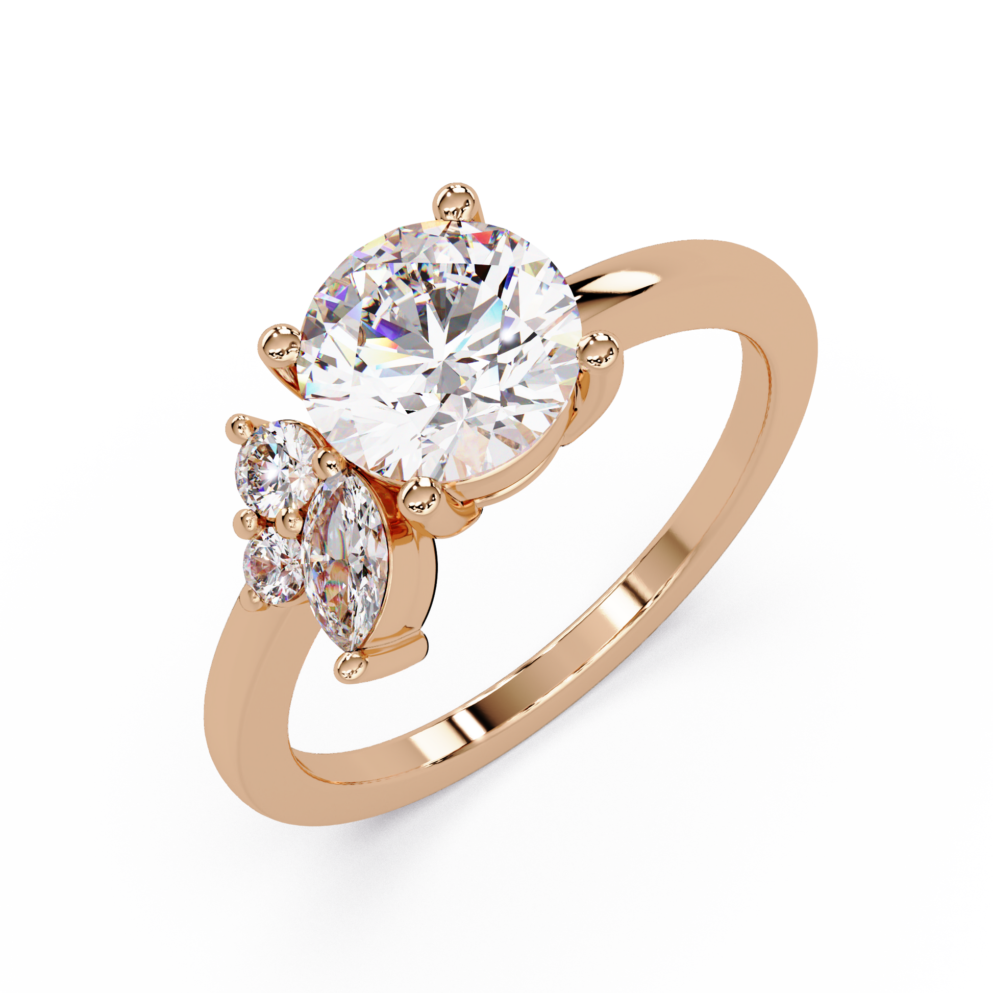 Round Cut Lab Gown Diamond Engagement Ring