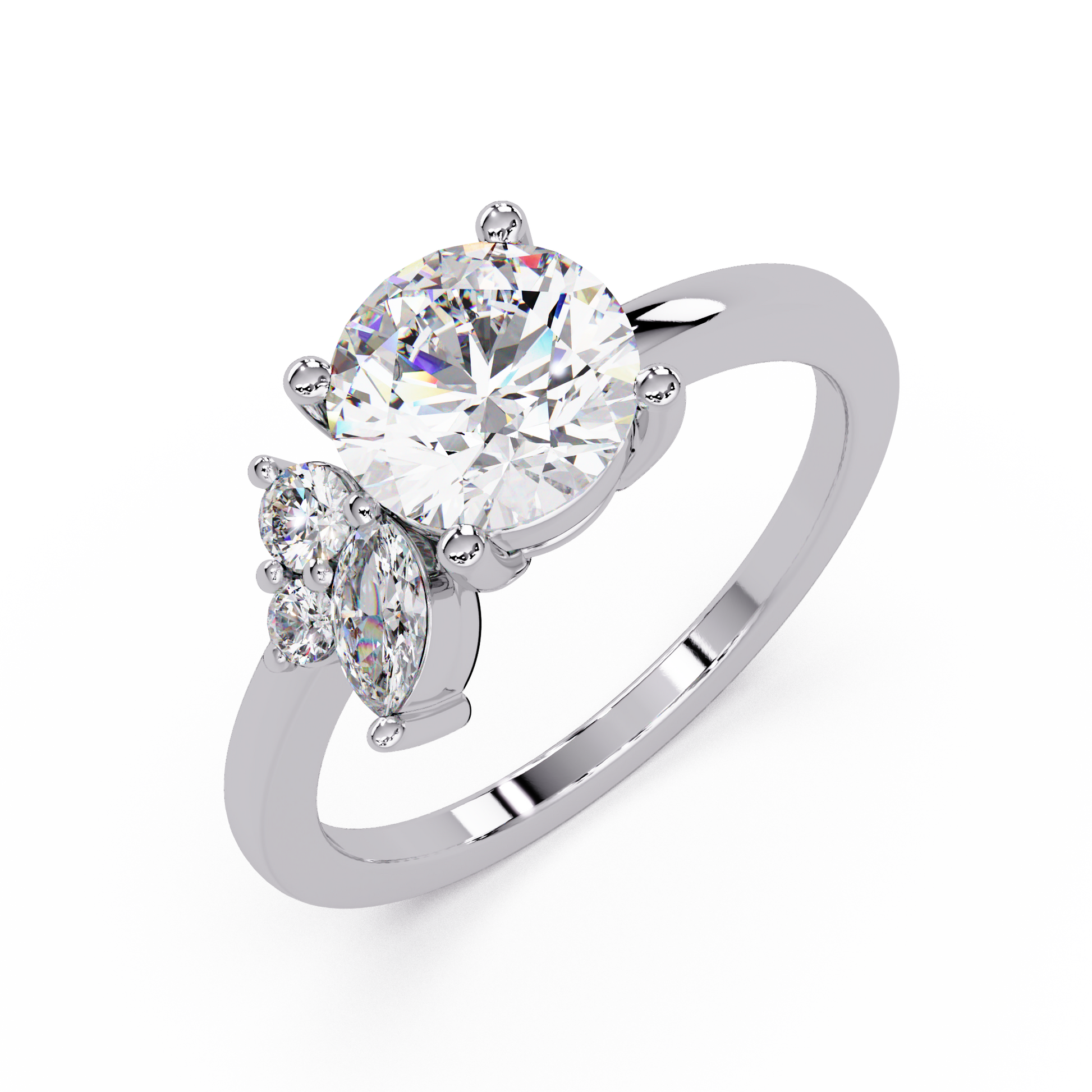 Round Cut Lab Gown Diamond Engagement Ring