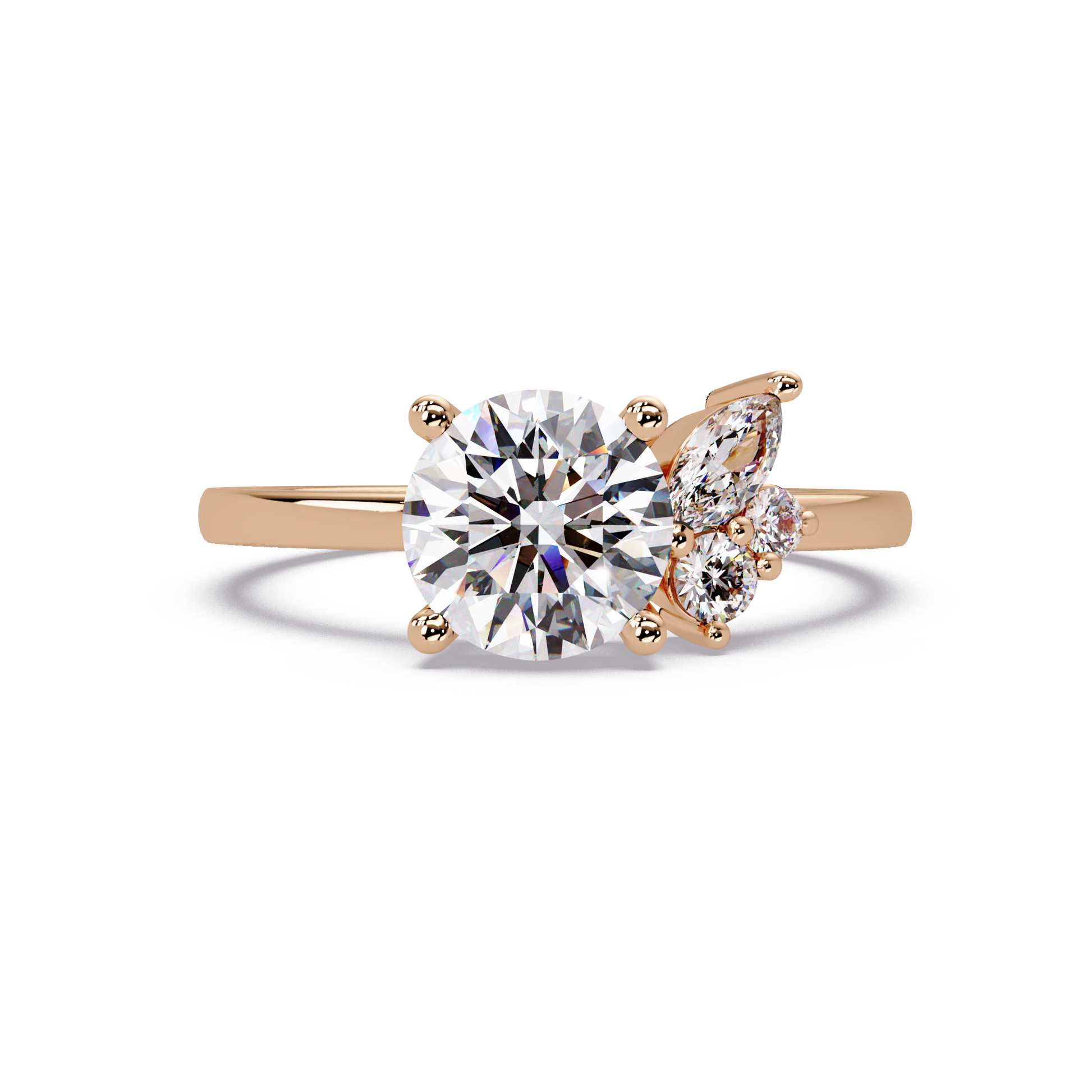 Round Cut Lab Gown Diamond Engagement Ring