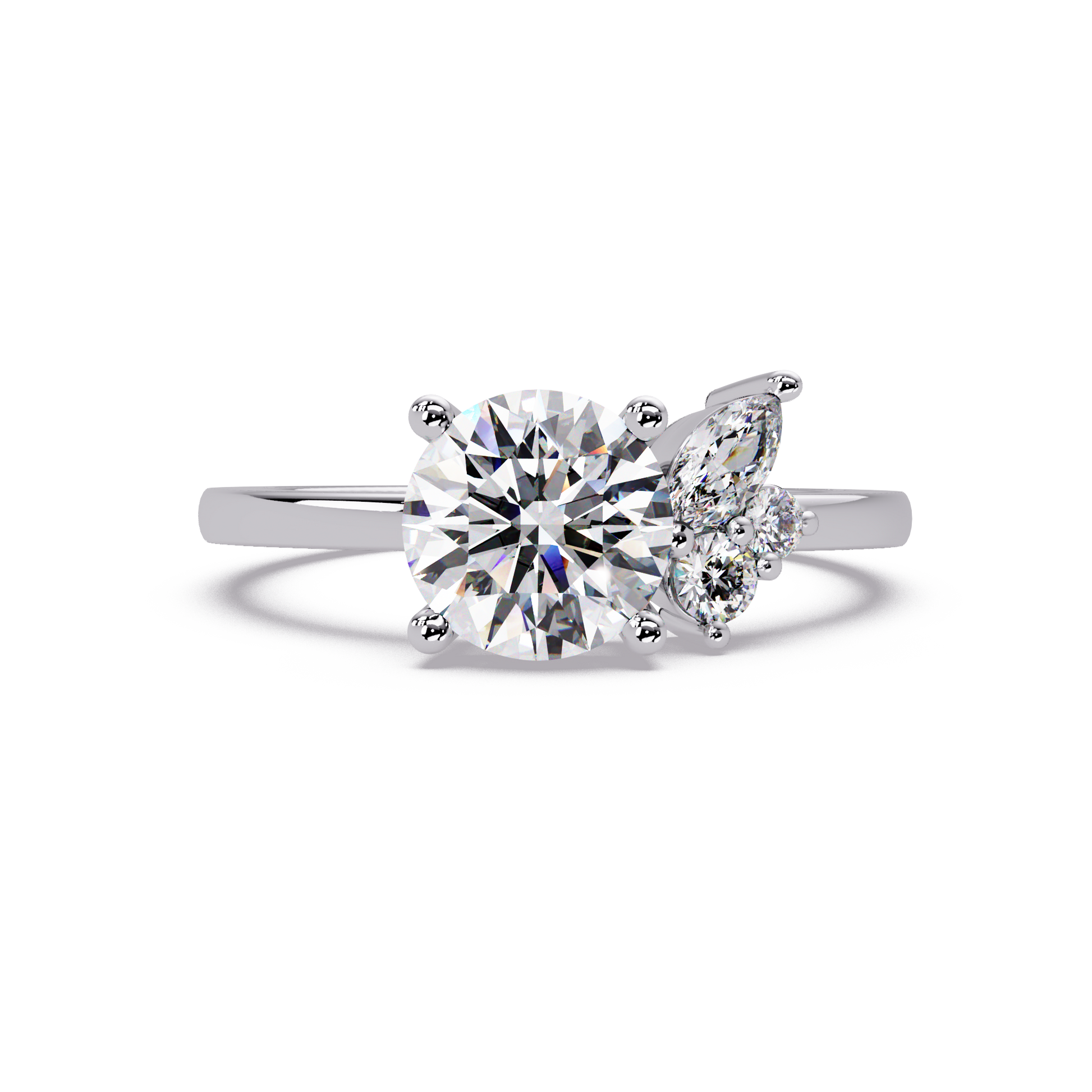 Round Cut Lab Gown Diamond Engagement Ring