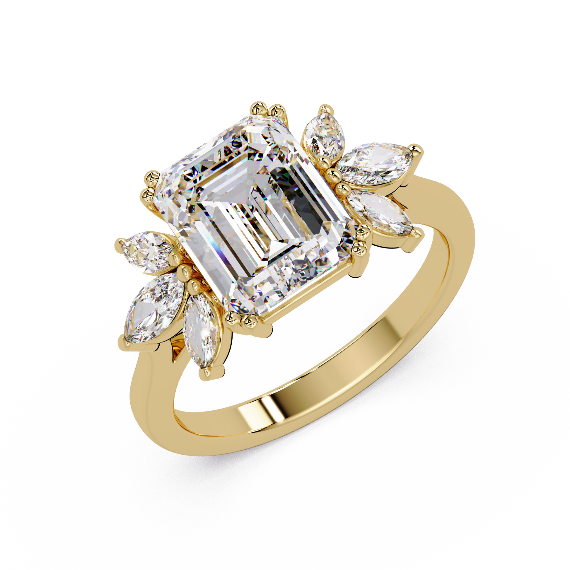 Emerald Cut Lab Grown Diamond Engagement Ring
