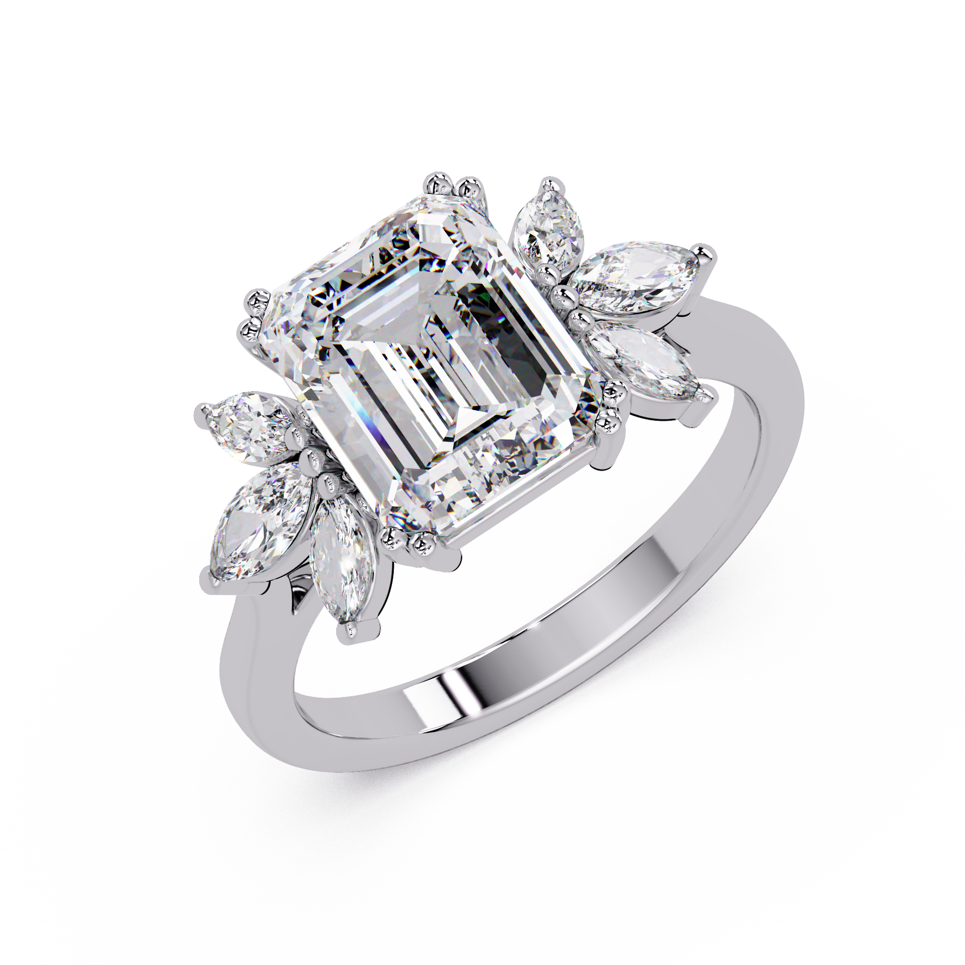 Emerald Cut Lab Grown Diamond Engagement Ring