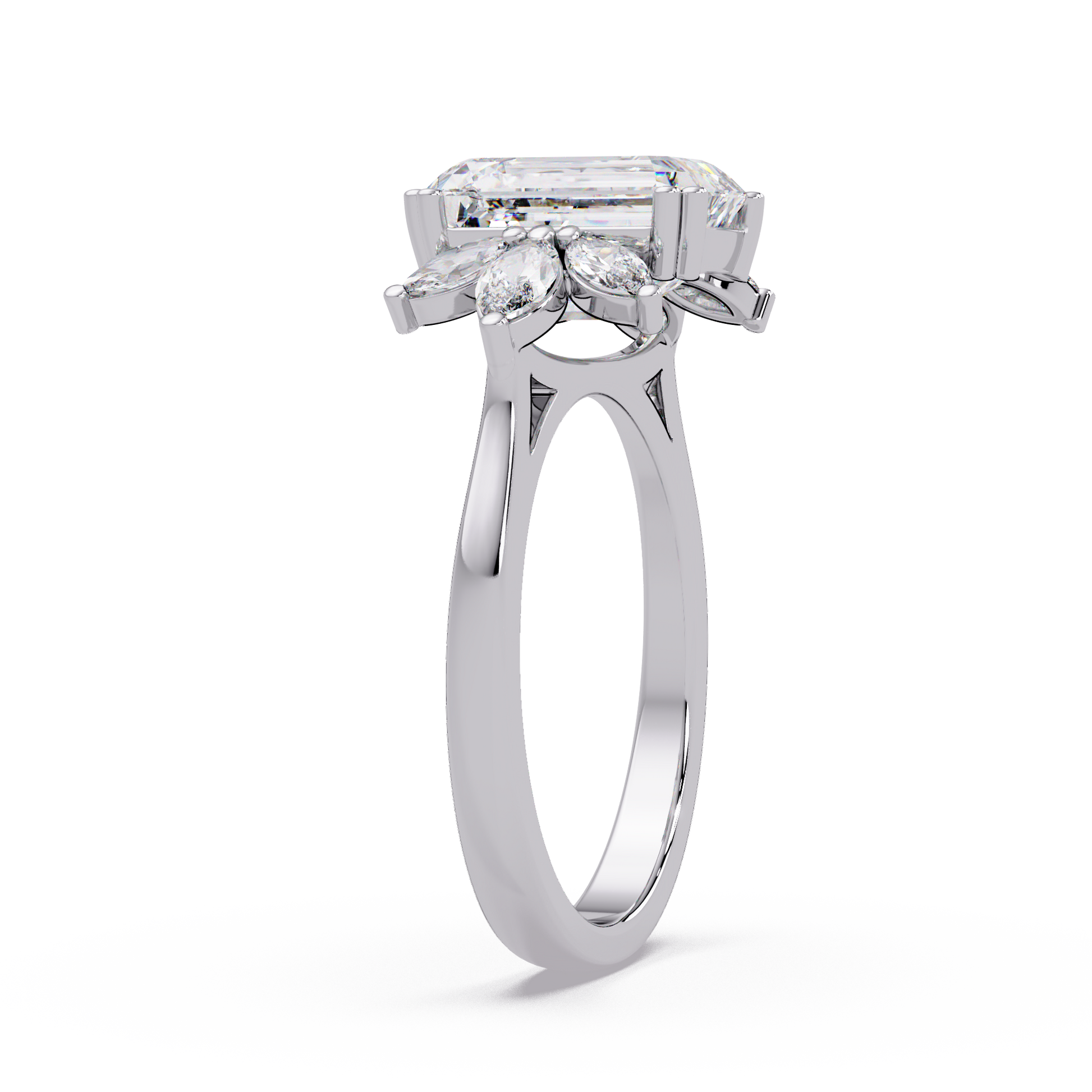 Emerald Cut Lab Grown Diamond Engagement Ring