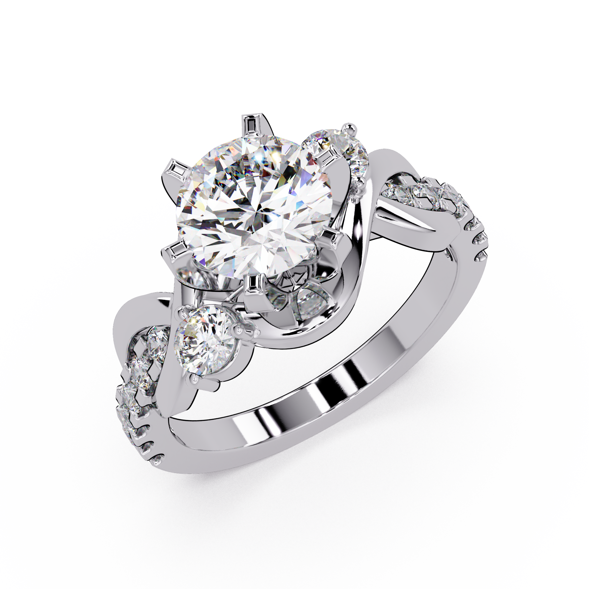 Round Cut Lab Grown Diamond Engagement Ring