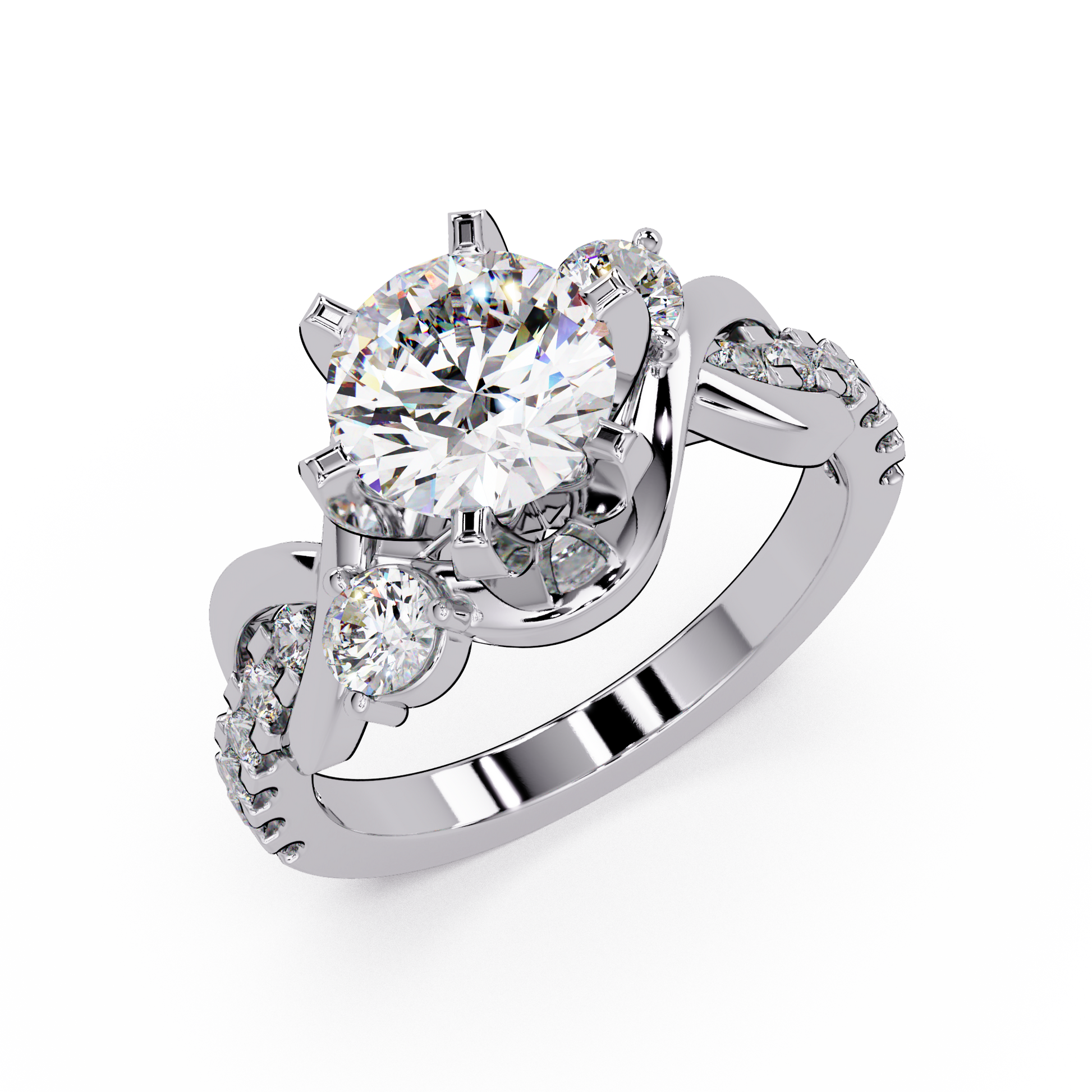 Round Cut Lab Grown Diamond Engagement Ring
