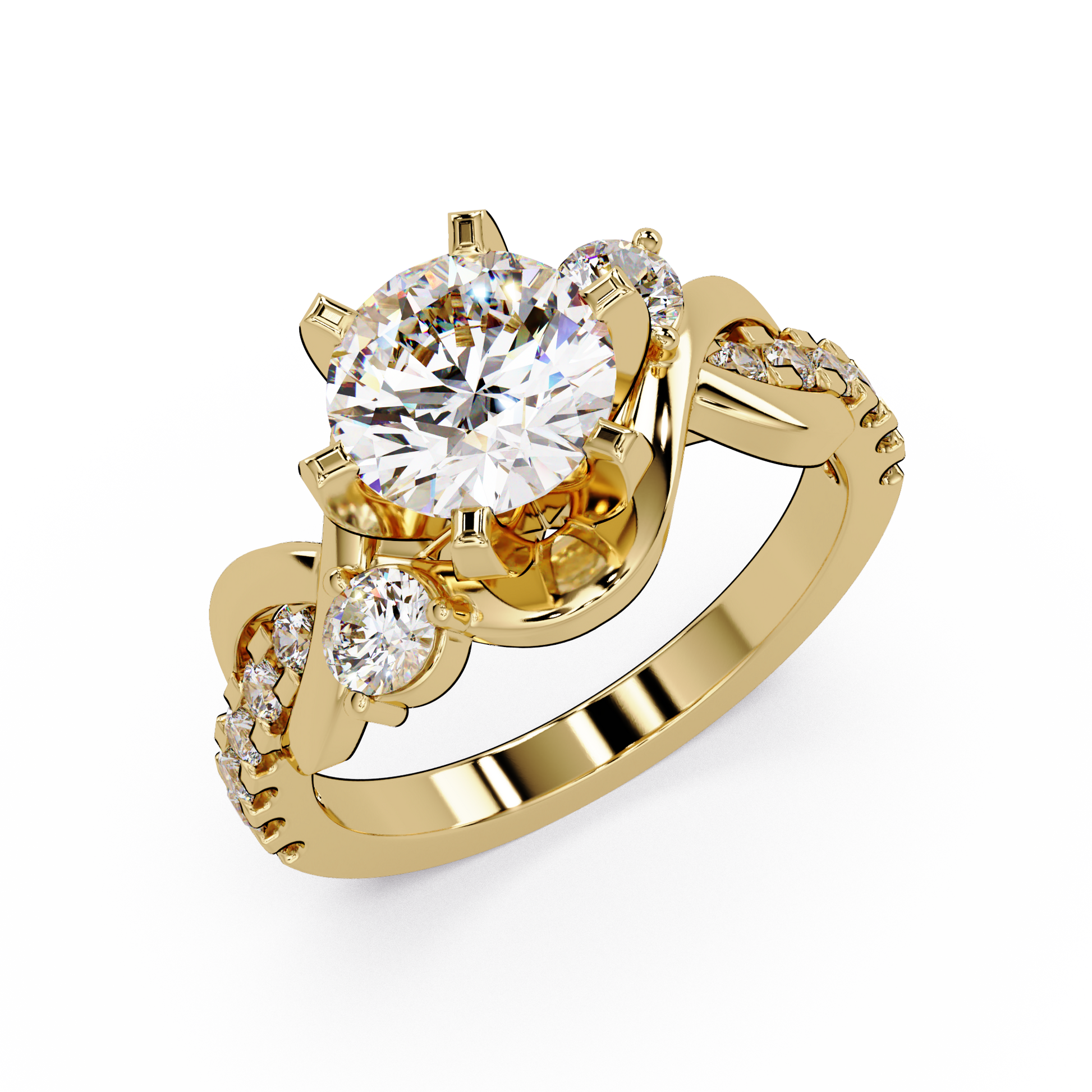 Round Cut Lab Grown Diamond Engagement Ring