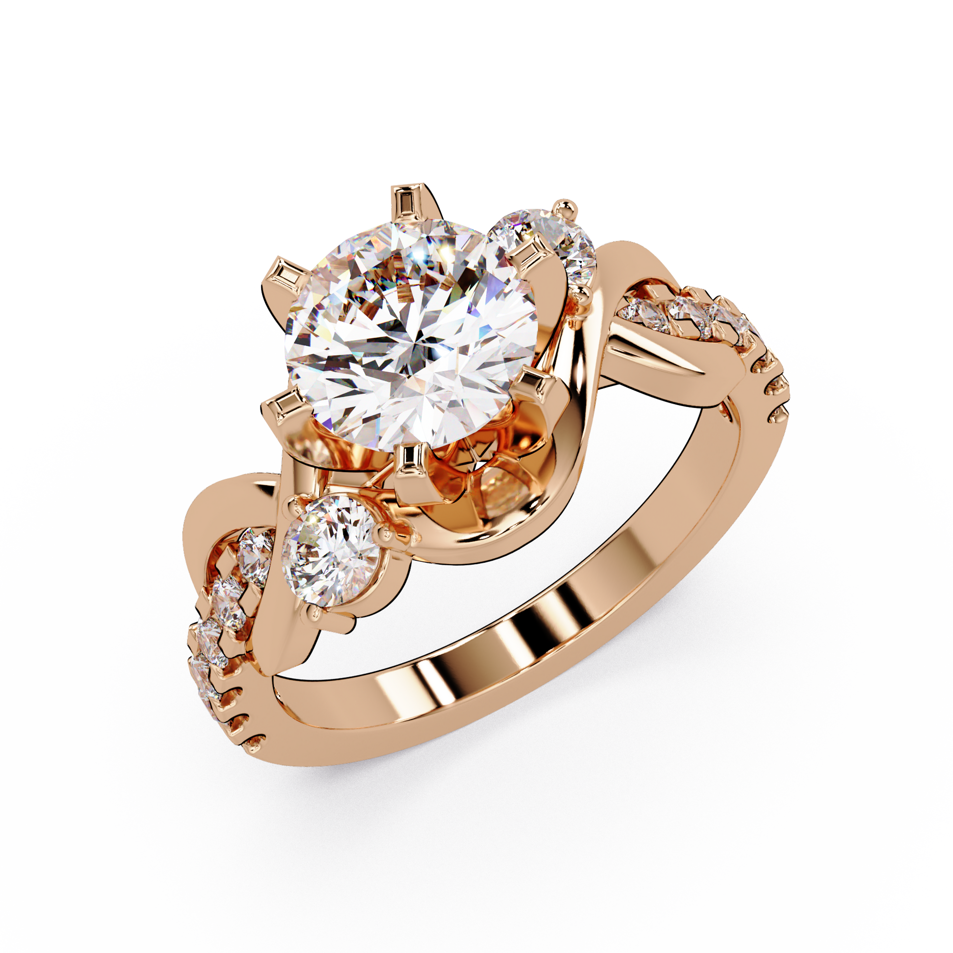 Round Cut Lab Grown Diamond Engagement Ring