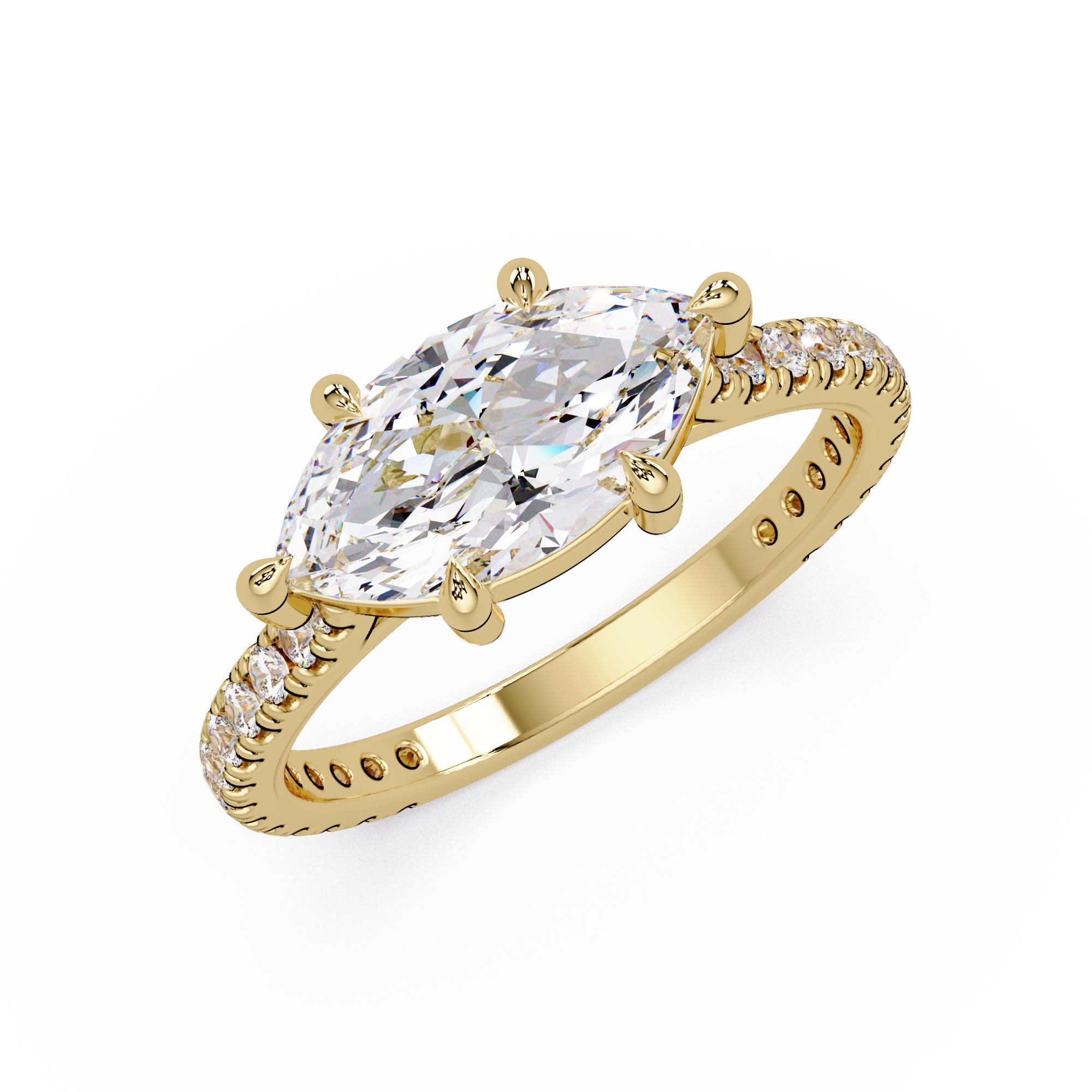 Marquise Cut Lab Grown Diamond Accented Ring