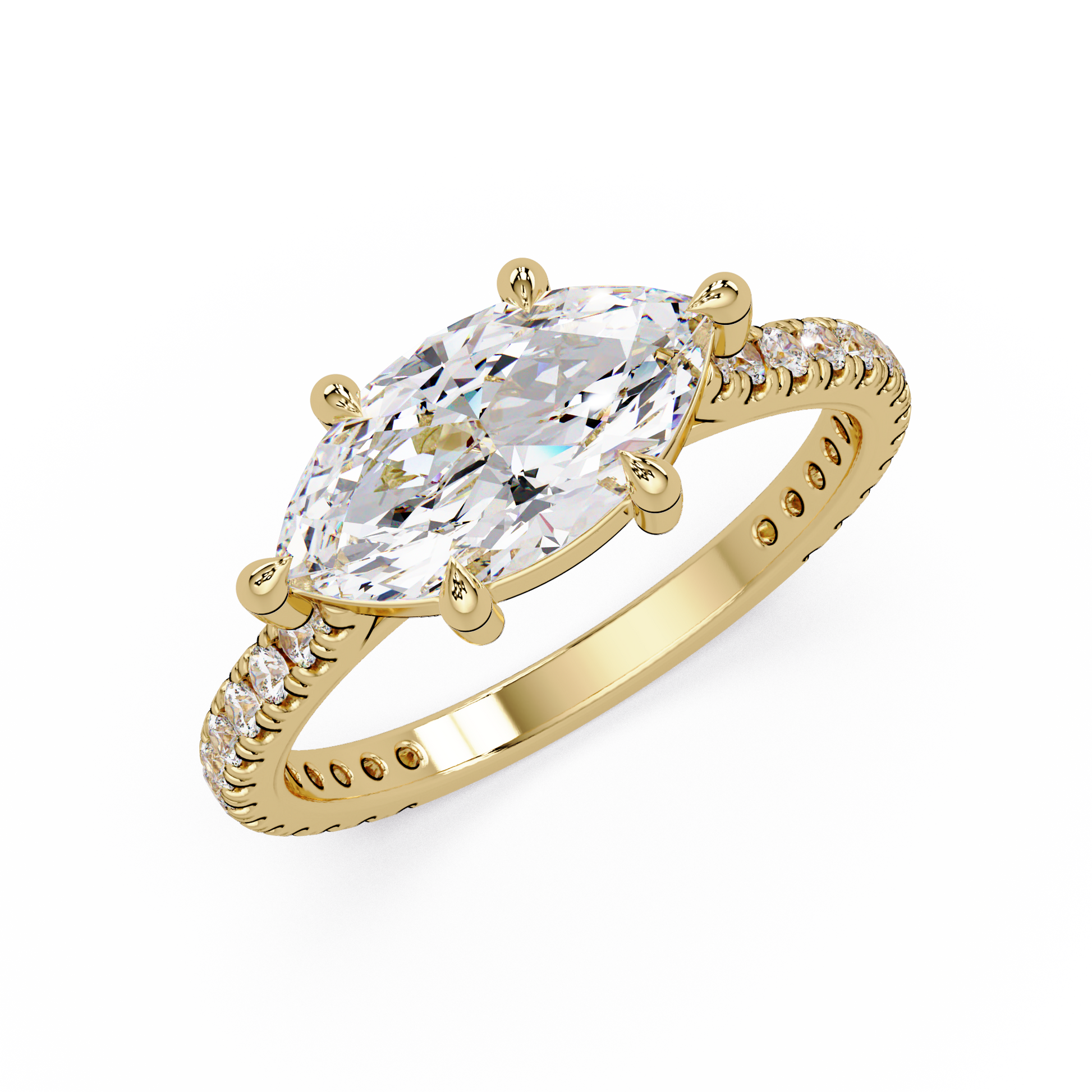 Marquise Cut Lab Grown Diamond Accented Ring