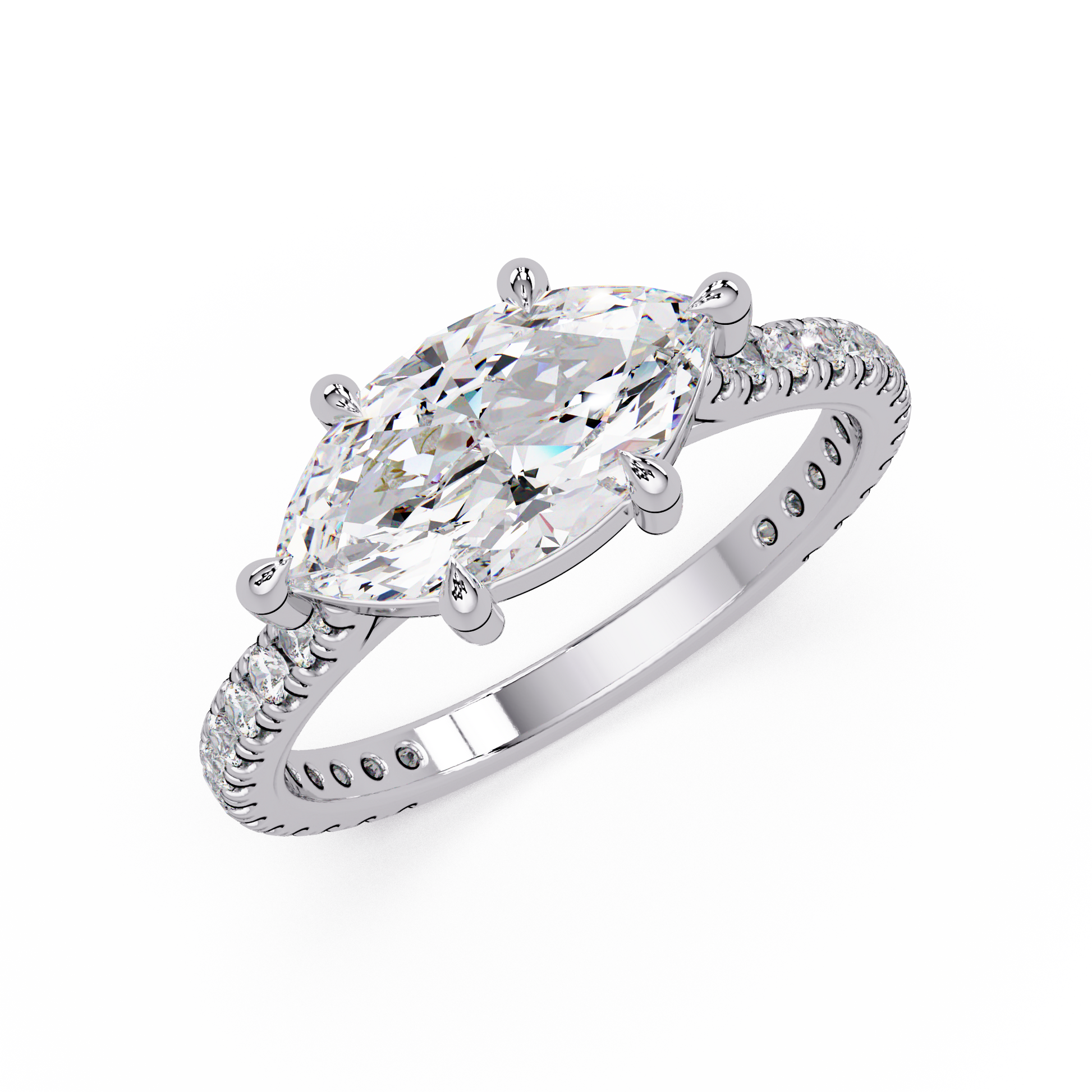 Marquise Cut Lab Grown Diamond Accented Ring