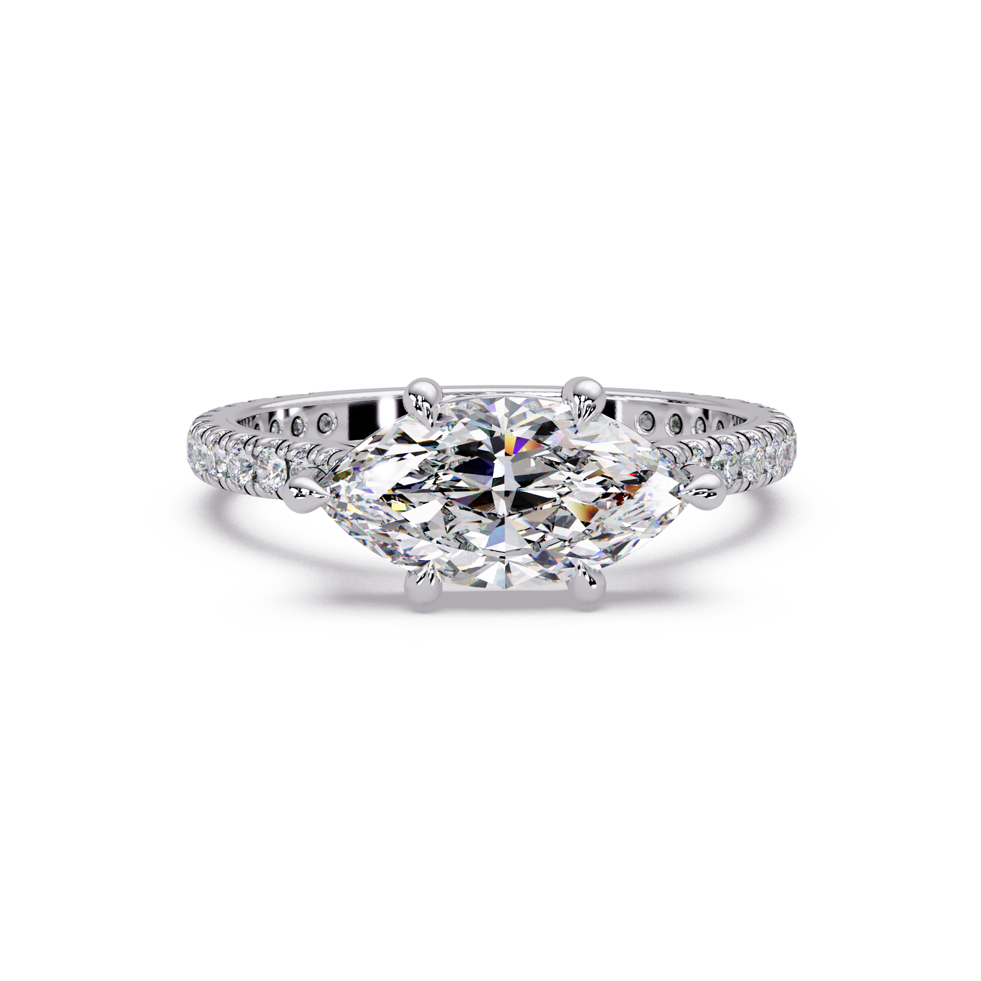 Marquise Cut Lab Grown Diamond Accented Ring