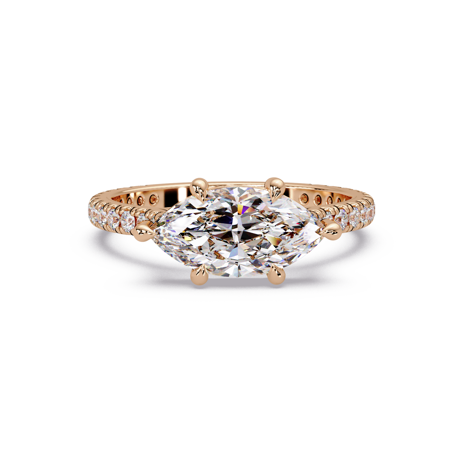 Marquise Cut Lab Grown Diamond Accented Ring