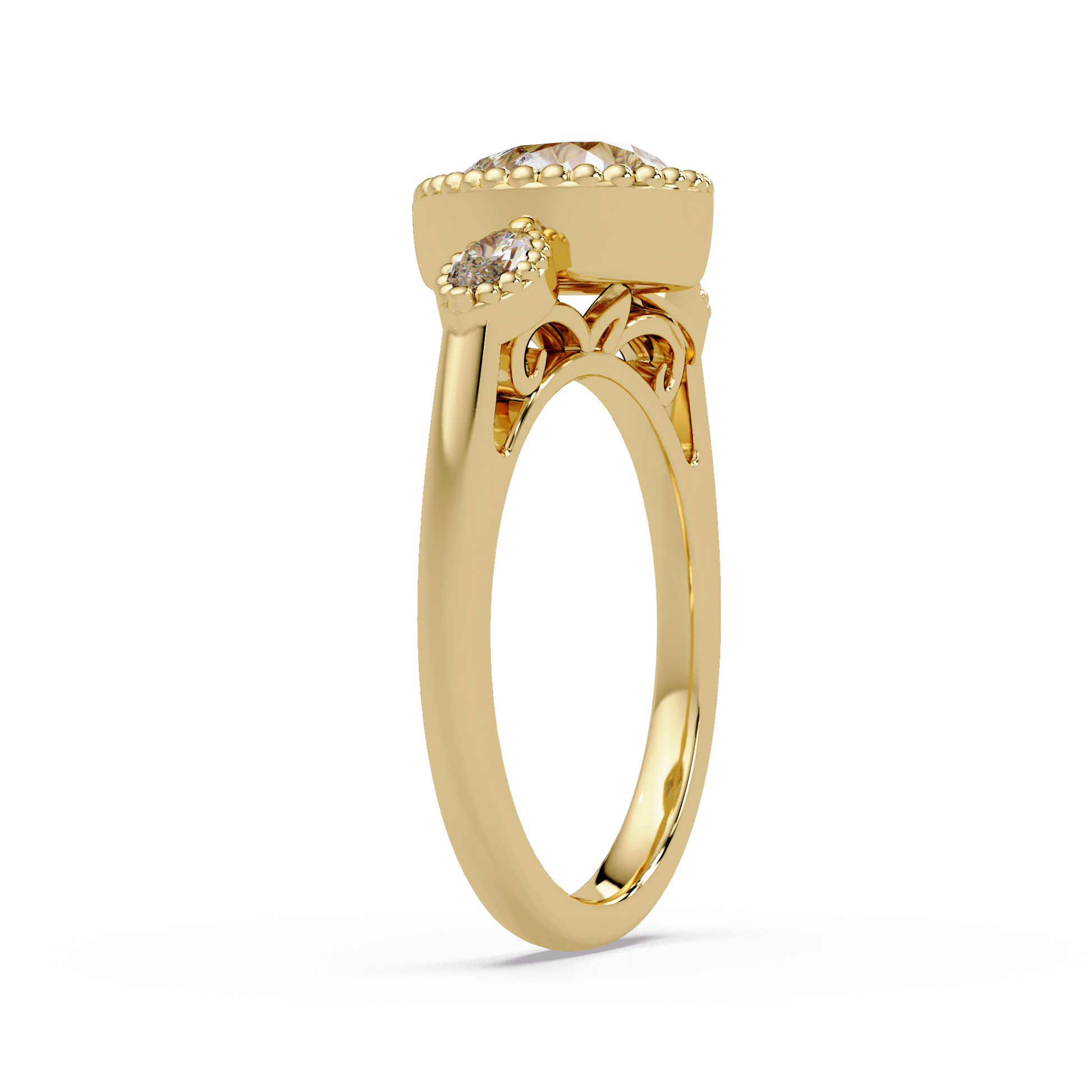 Pear Cut Lab Grown Diamond Three Stone Ring