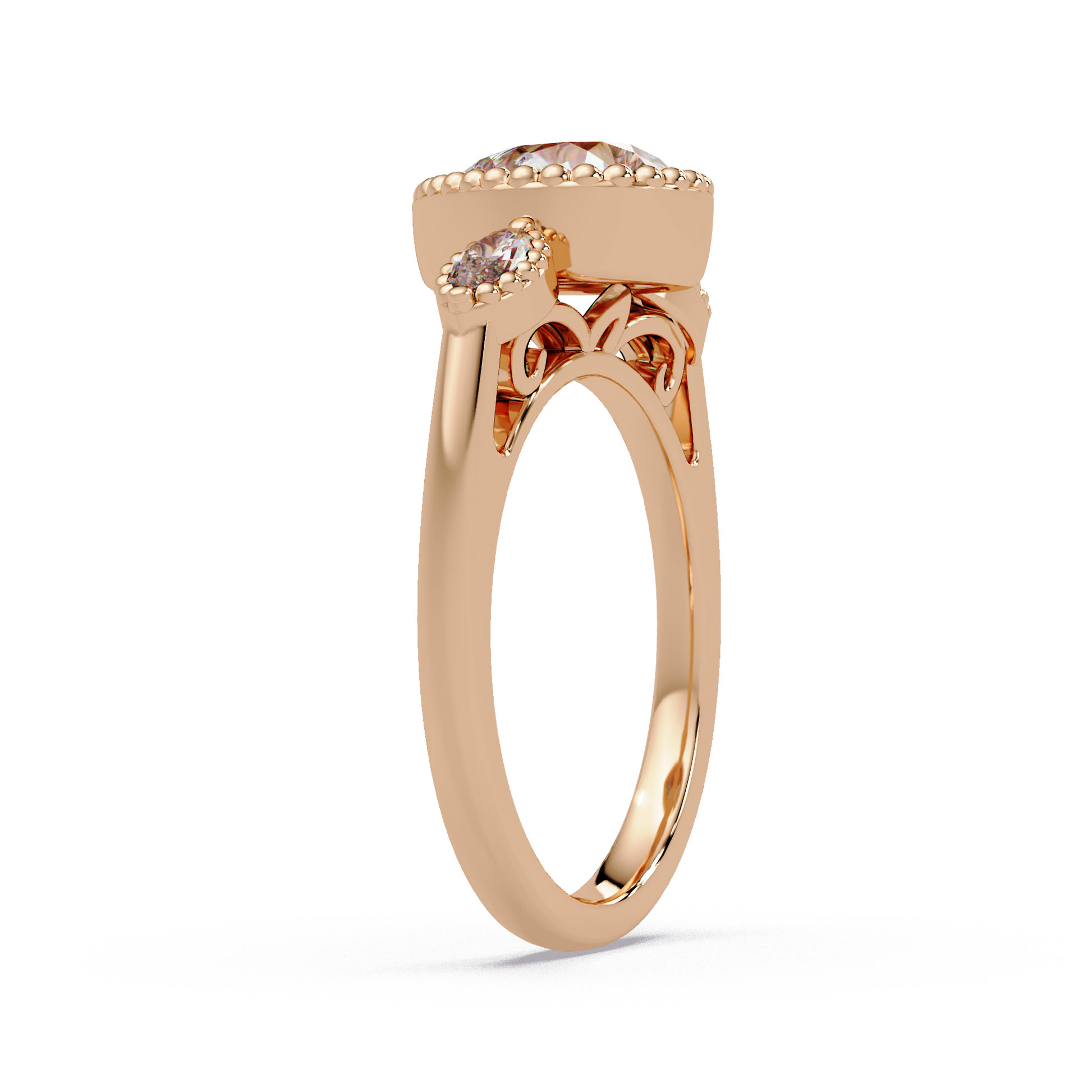 Pear Cut Lab Grown Diamond Three Stone Ring