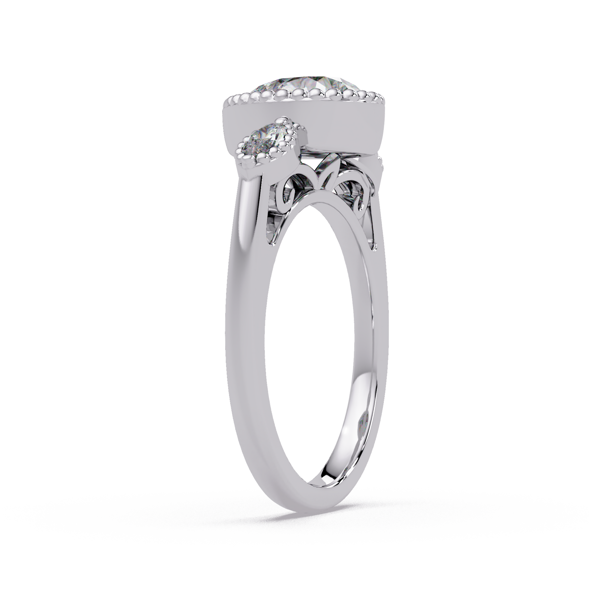 Pear Cut Lab Grown Diamond Three Stone Ring
