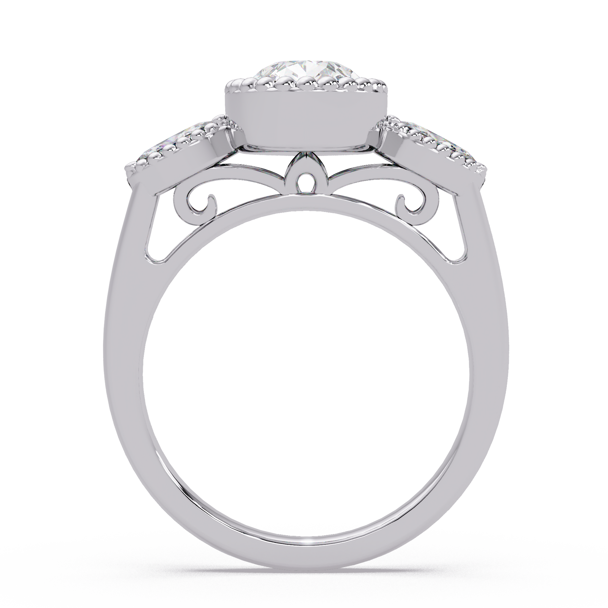 Pear Cut Lab Grown Diamond Three Stone Ring