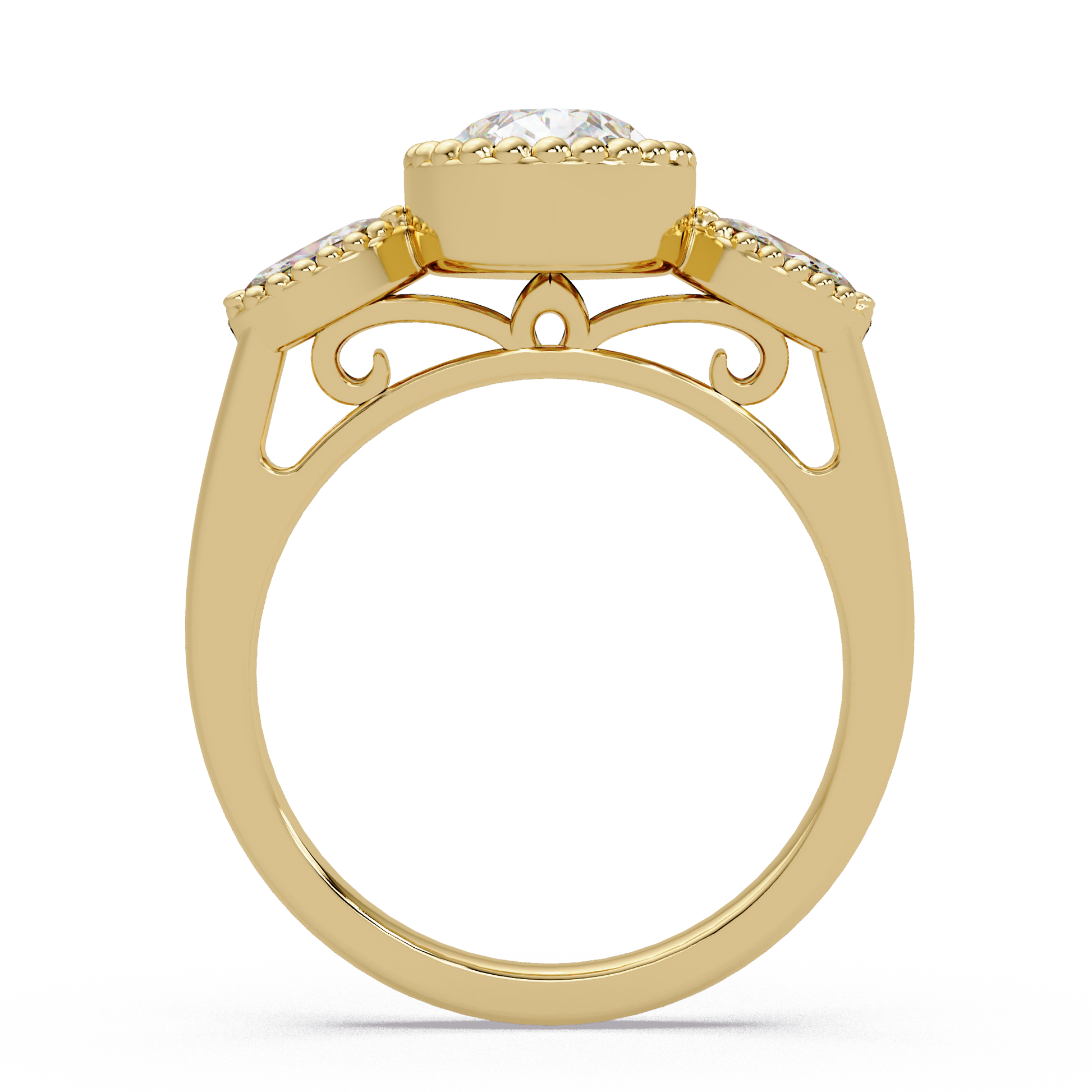Pear Cut Lab Grown Diamond Three Stone Ring