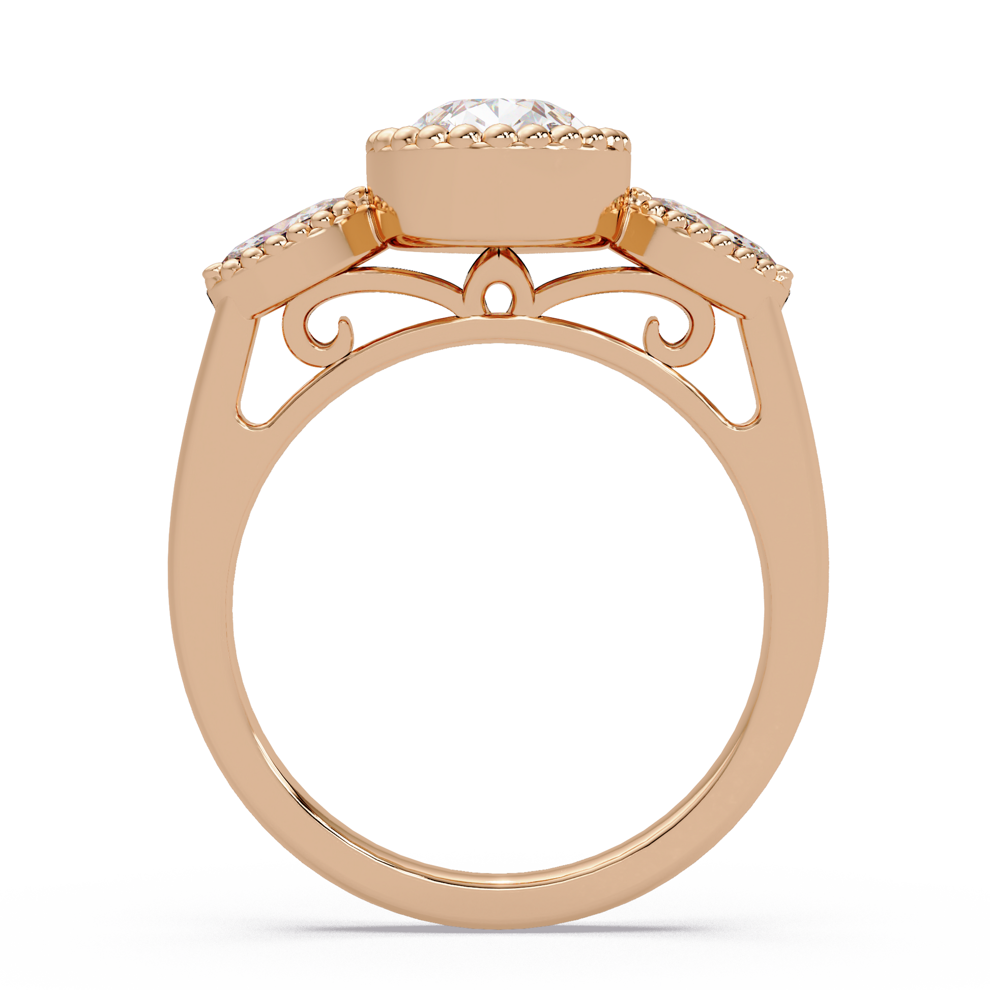 Pear Cut Lab Grown Diamond Three Stone Ring