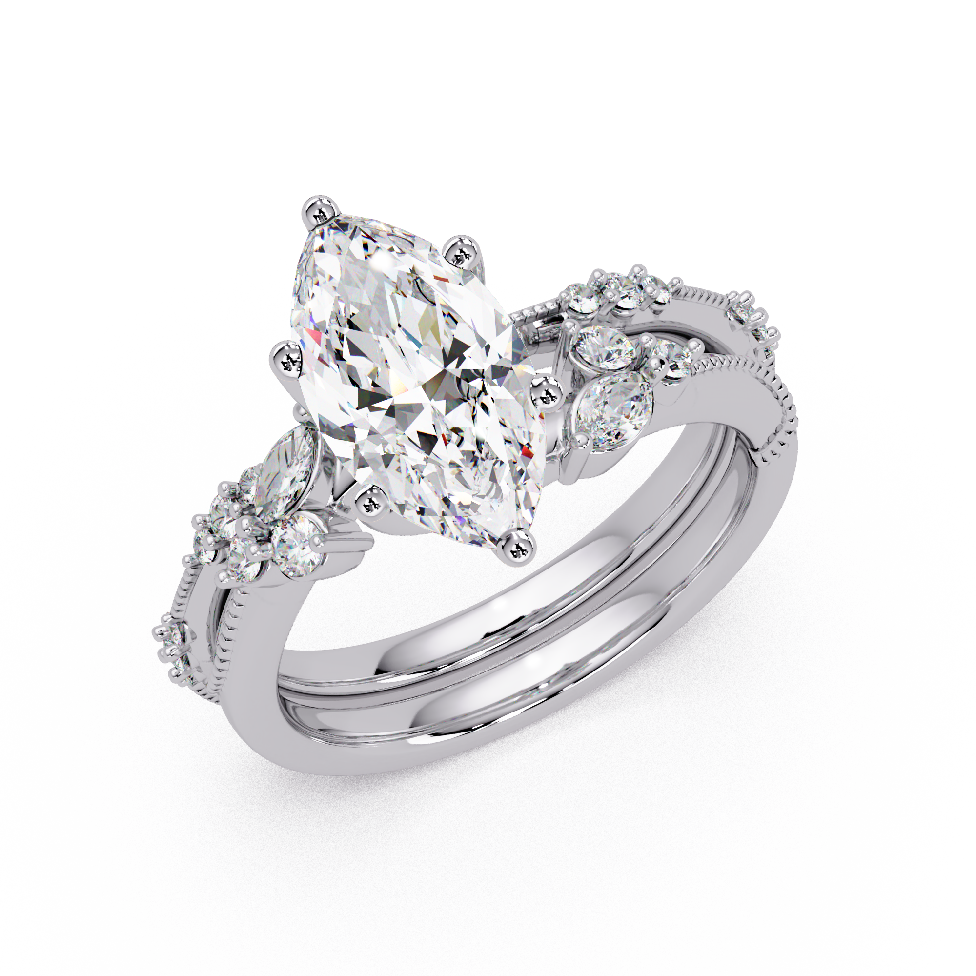Marquise Cut Lab Grown Diamond Engagement Ring