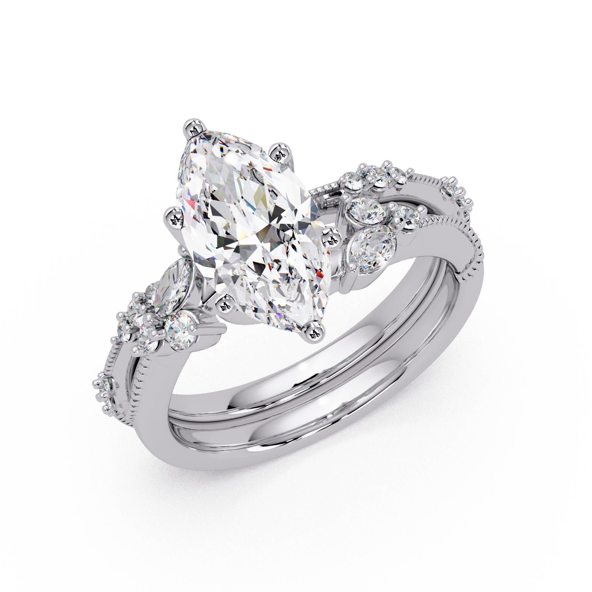 Marquise Cut Lab Grown Diamond Engagement Ring