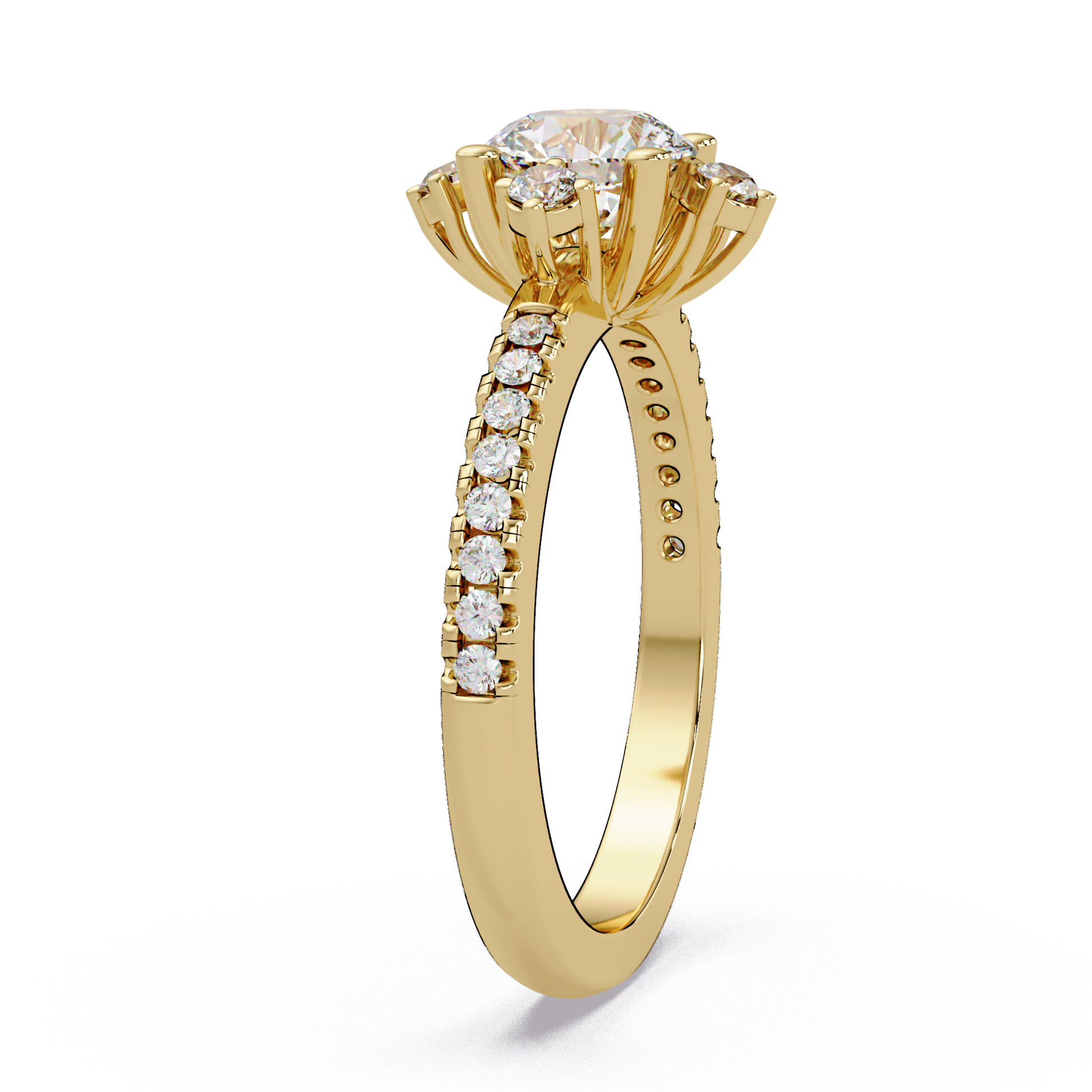 Round Cut Lab Grown Diamond Accented Ring