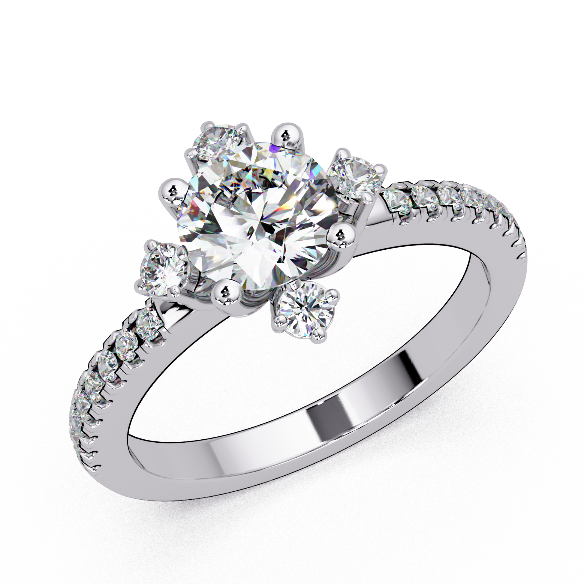 Round Cut Lab Grown Diamond Accented Ring