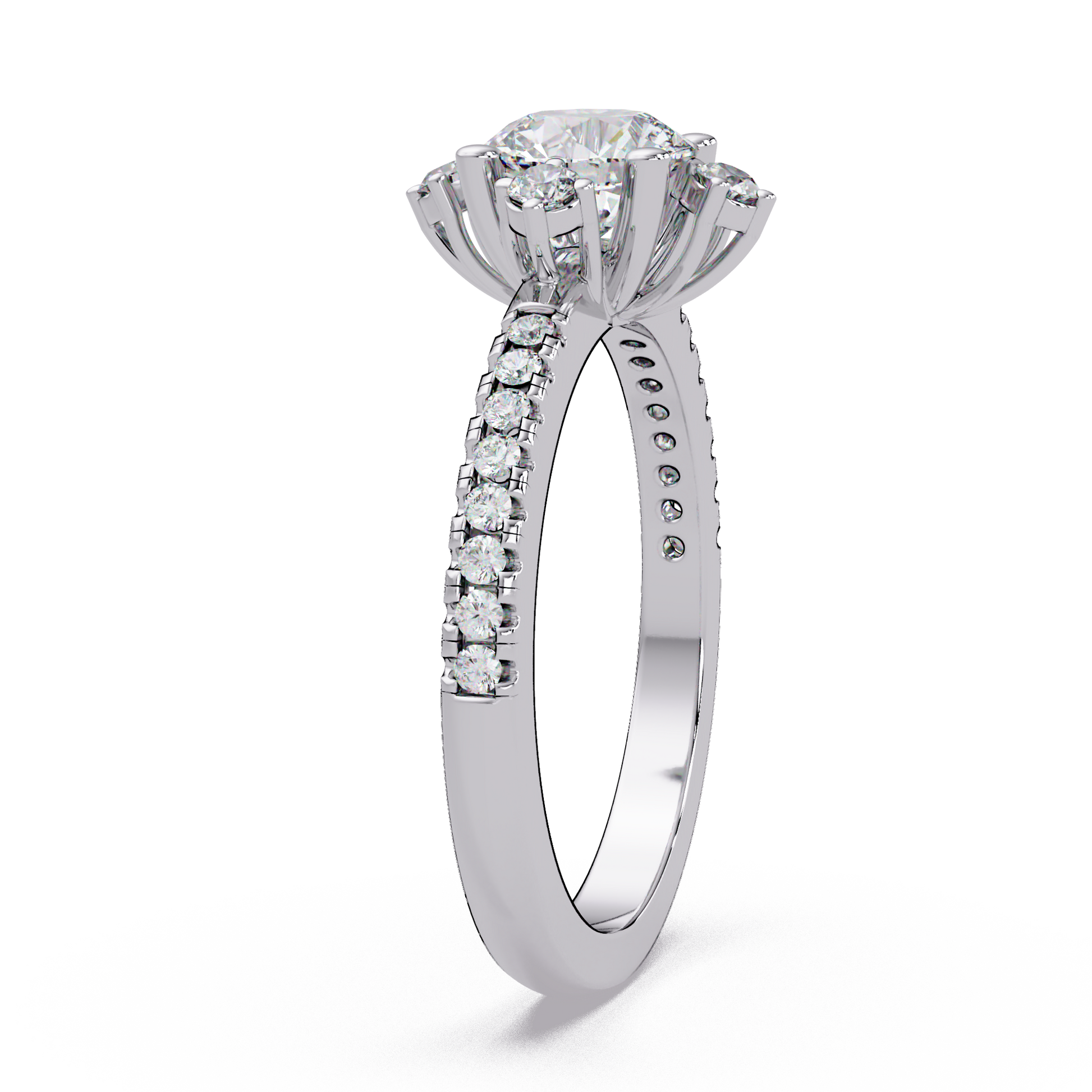 Round Cut Lab Grown Diamond Accented Ring