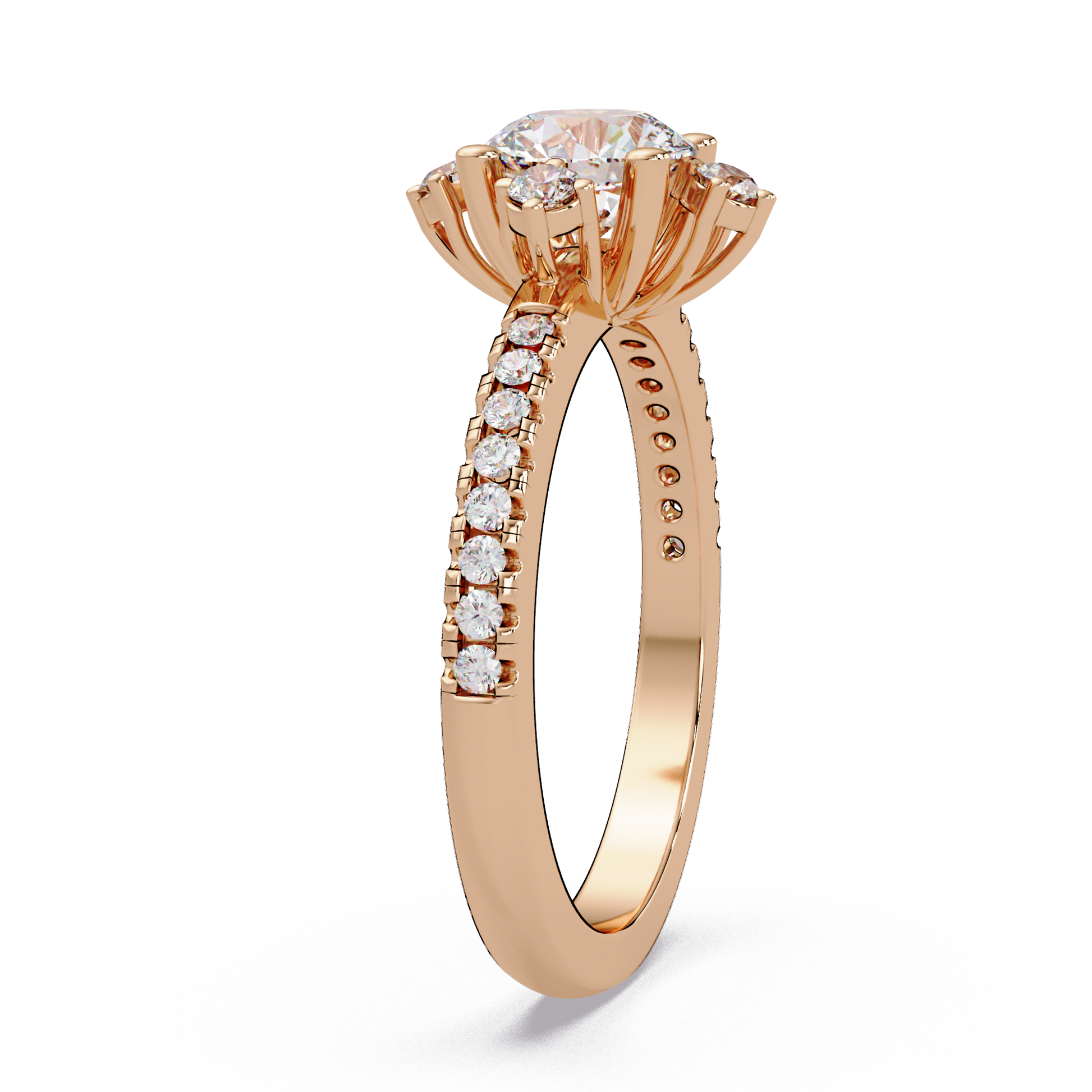 Round Cut Lab Grown Diamond Accented Ring
