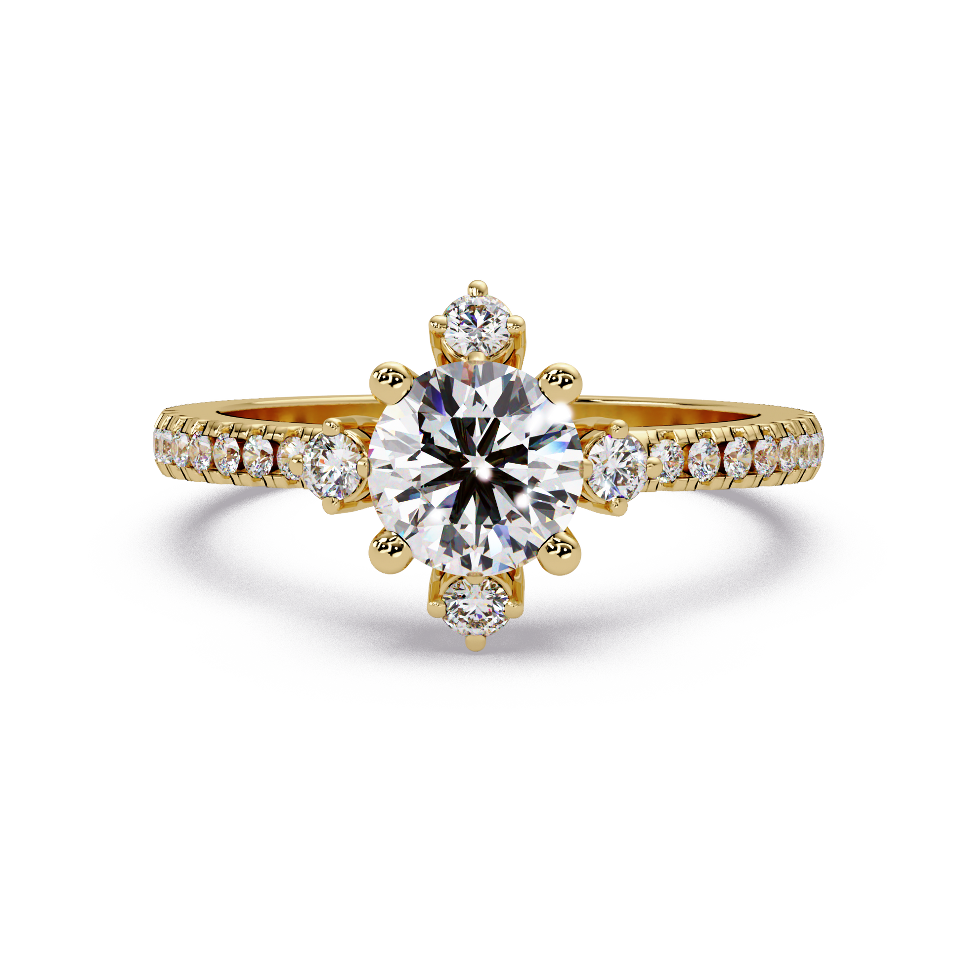 Round Cut Lab Grown Diamond Accented Ring