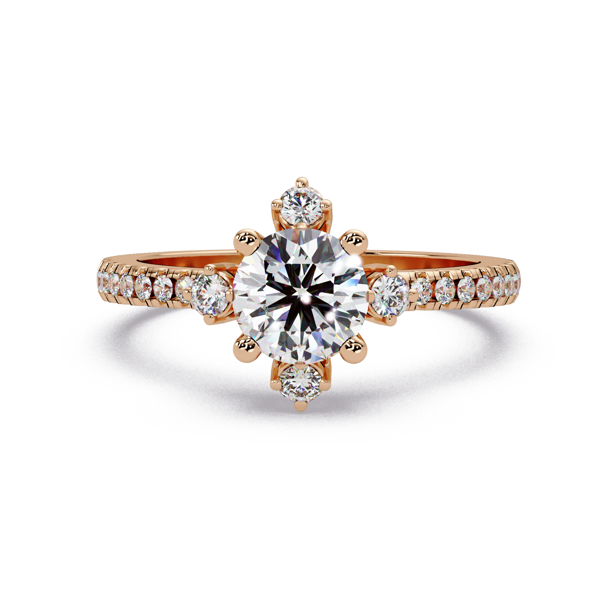 Round Cut Lab Grown Diamond Accented Ring