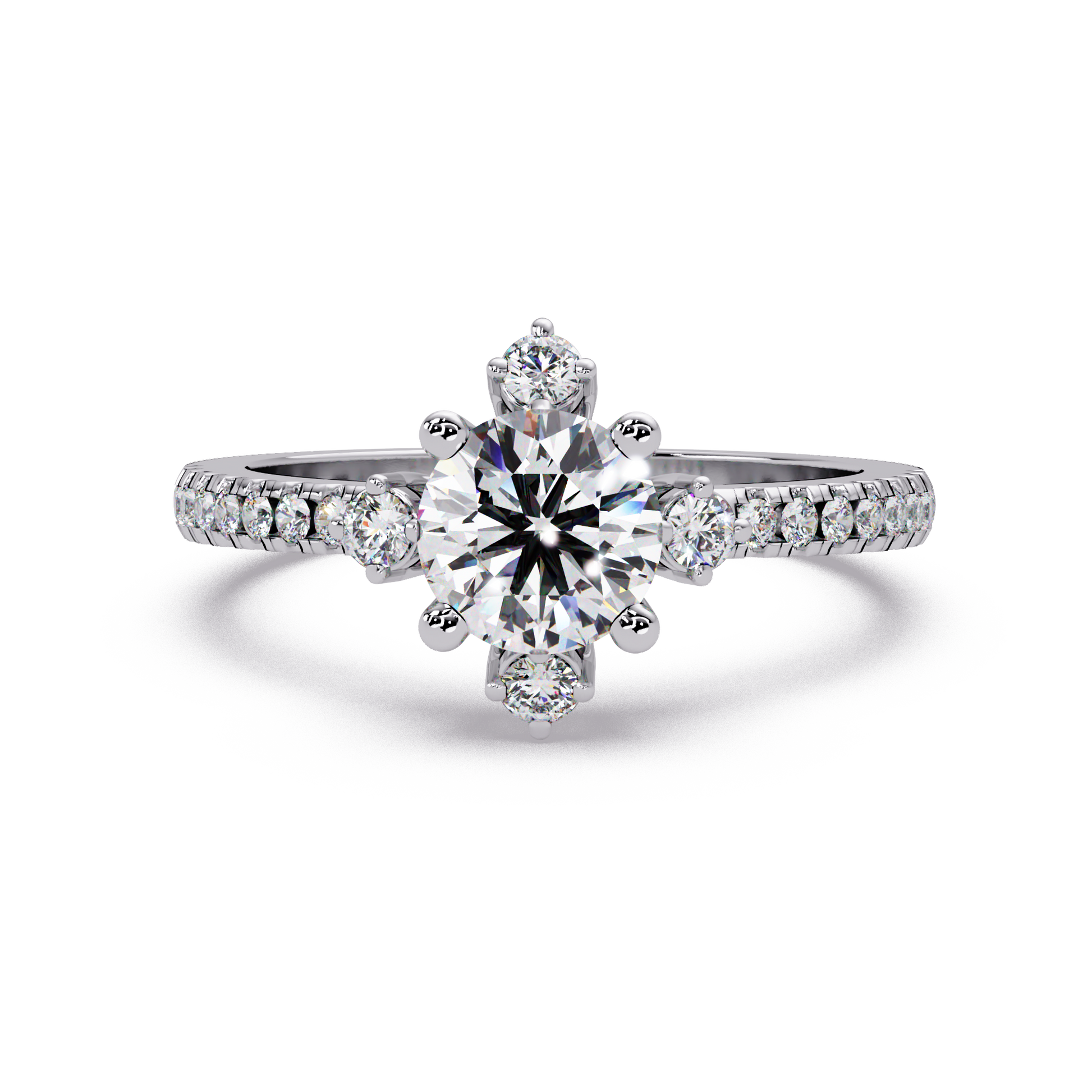 Round Cut Lab Grown Diamond Accented Ring