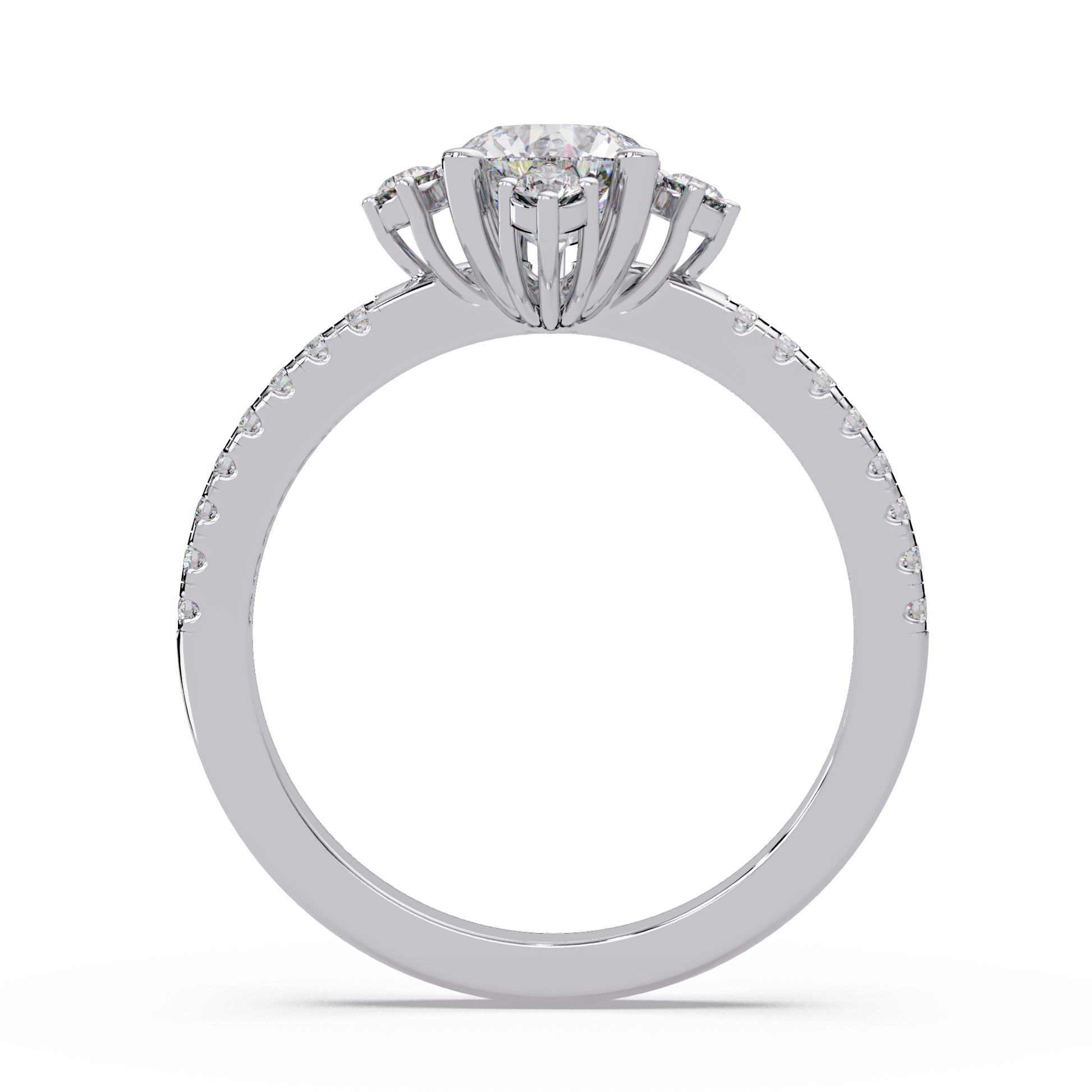 Round Cut Lab Grown Diamond Accented Ring