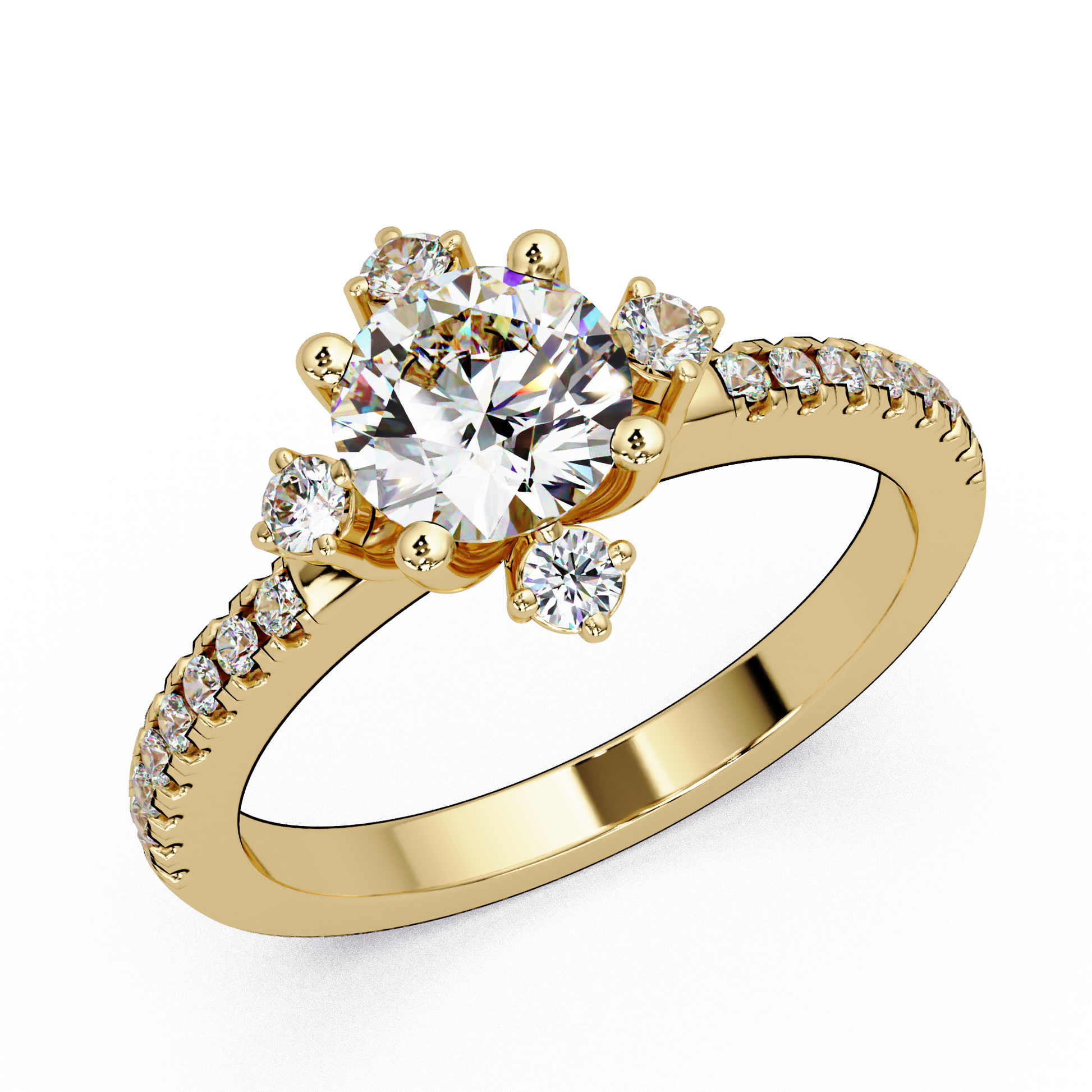 Round Cut Lab Grown Diamond Accented Ring
