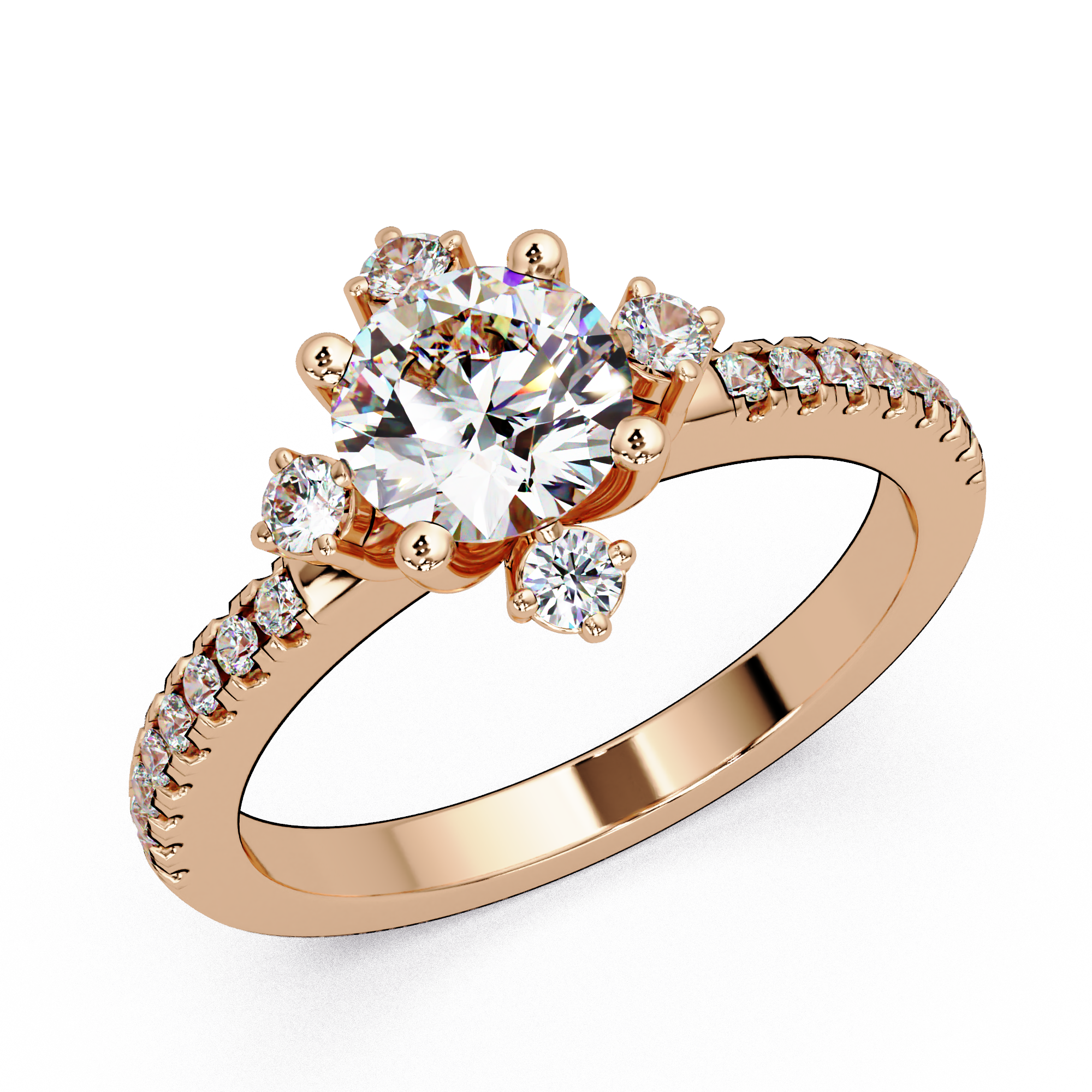Round Cut Lab Grown Diamond Accented Ring