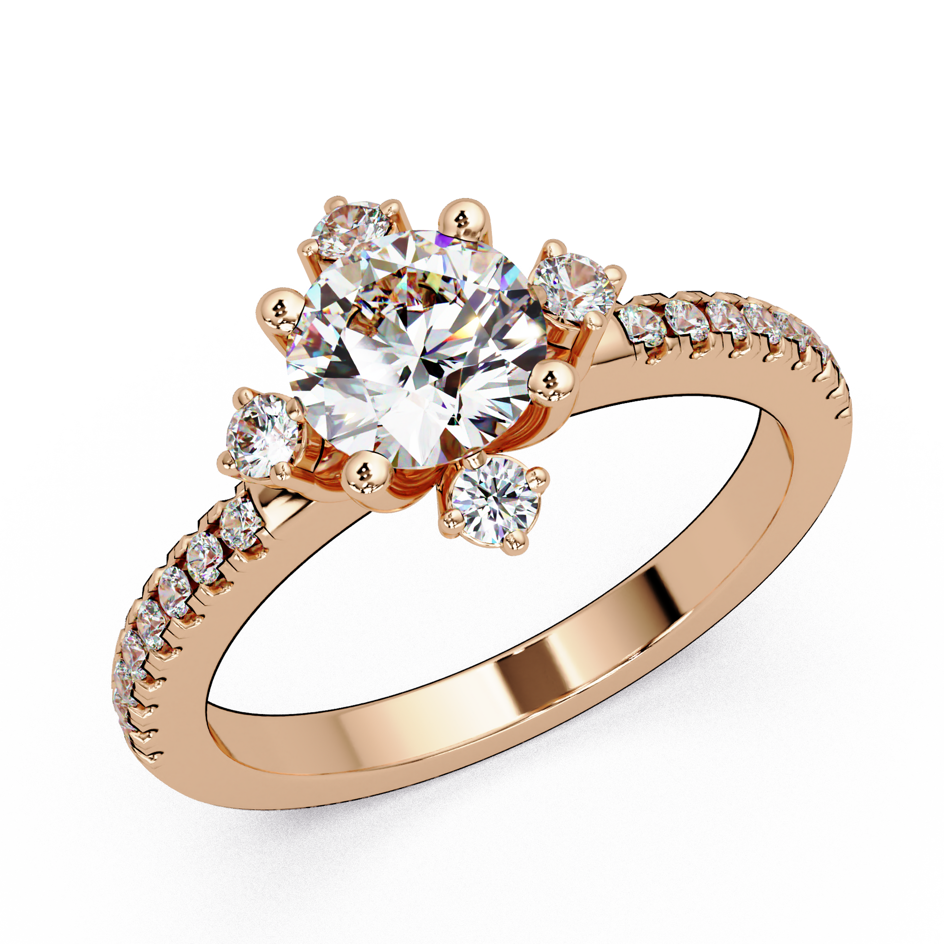 Round Cut Lab Grown Diamond Accented Ring