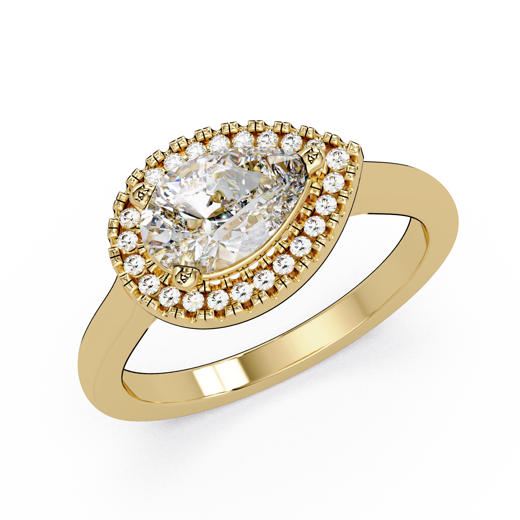 Pear Cut Lab Grown Diamond Engagement Ring in Halo Setting