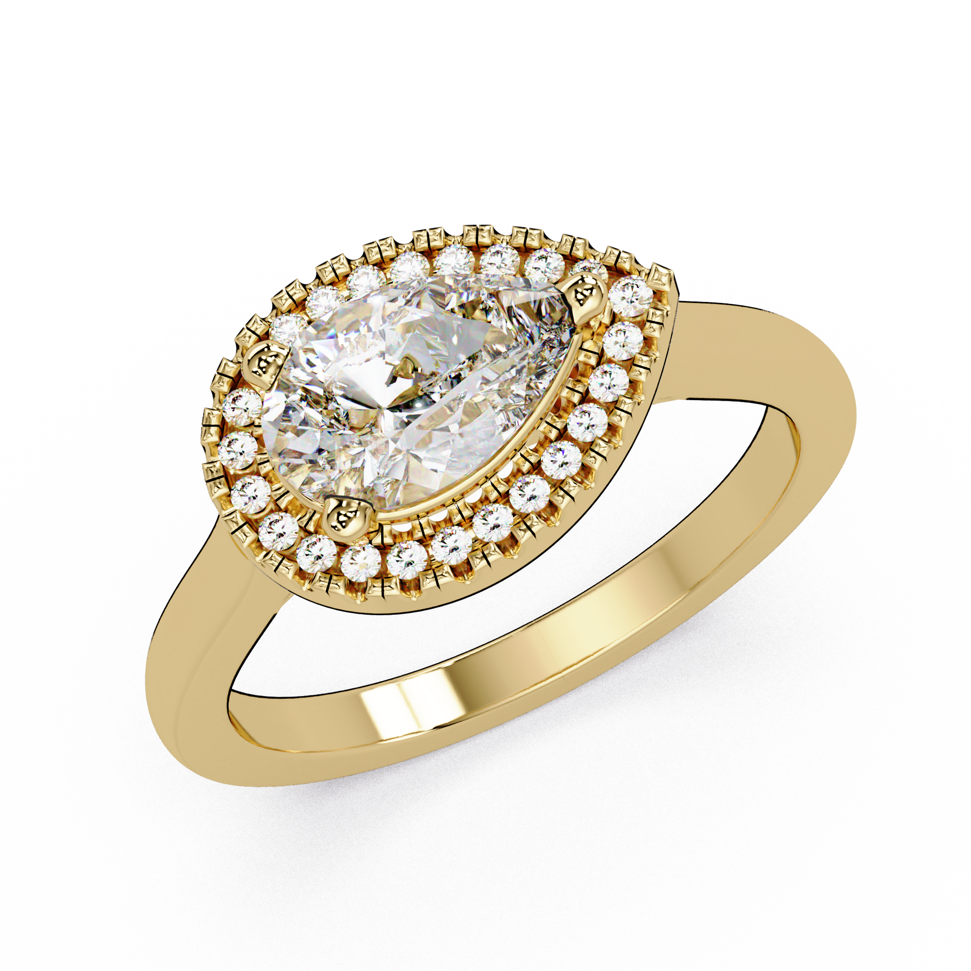 Pear Cut Lab Grown Diamond Engagement Ring in Halo Setting