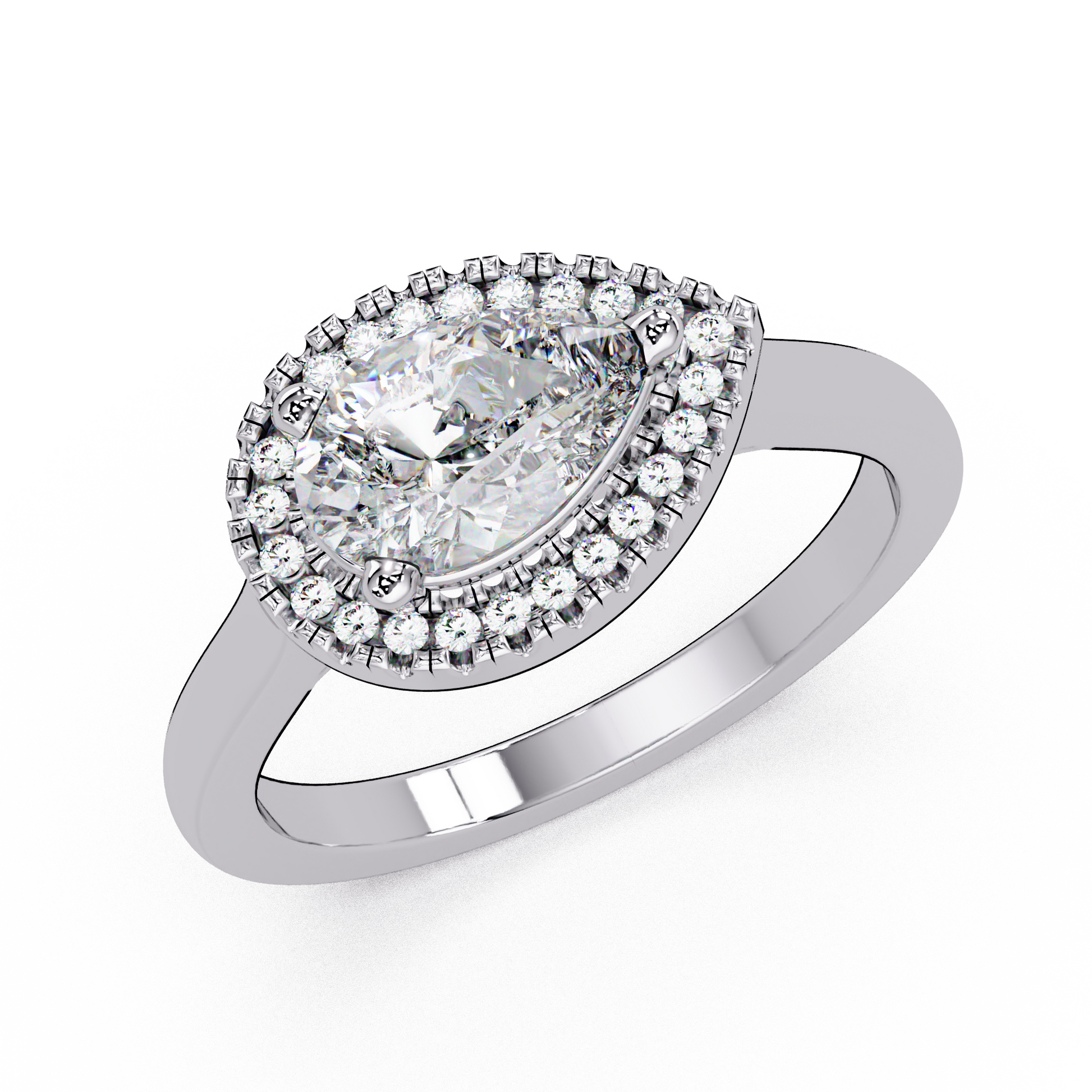 Pear Cut Lab Grown Diamond Engagement Ring in Halo Setting