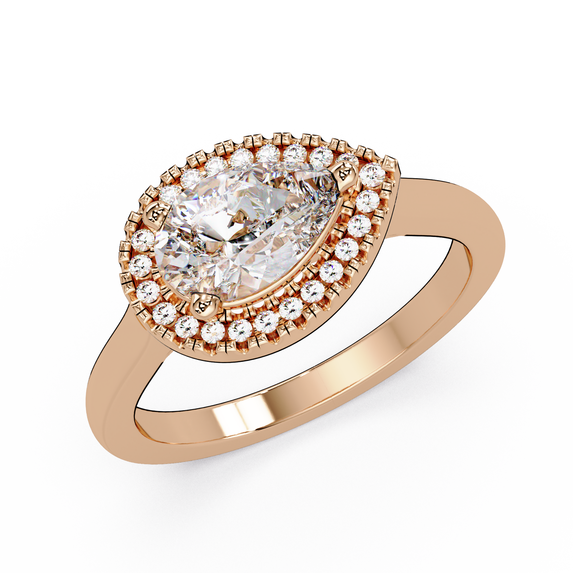 Pear Cut Lab Grown Diamond Engagement Ring in Halo Setting