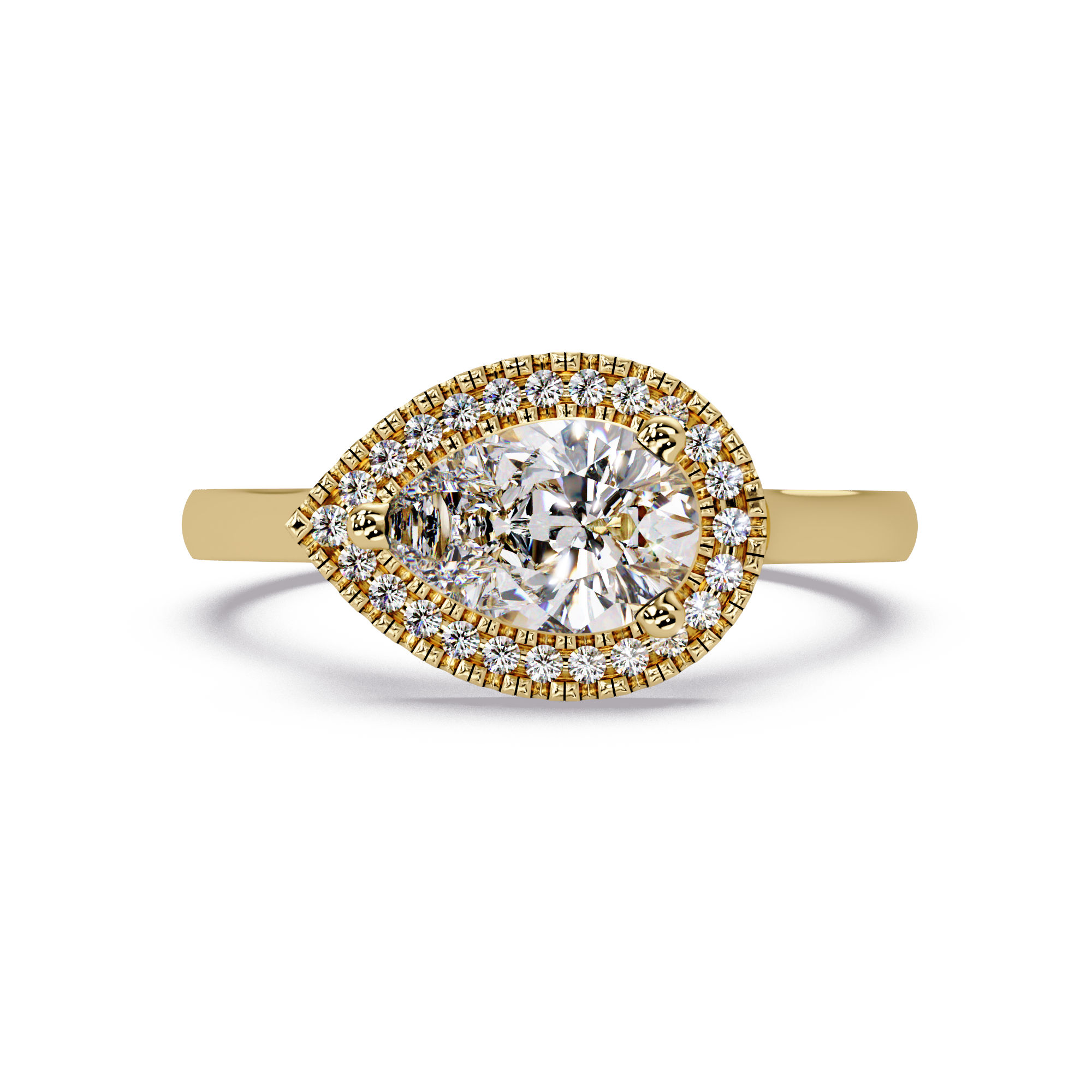 Pear Cut Lab Grown Diamond Engagement Ring in Halo Setting