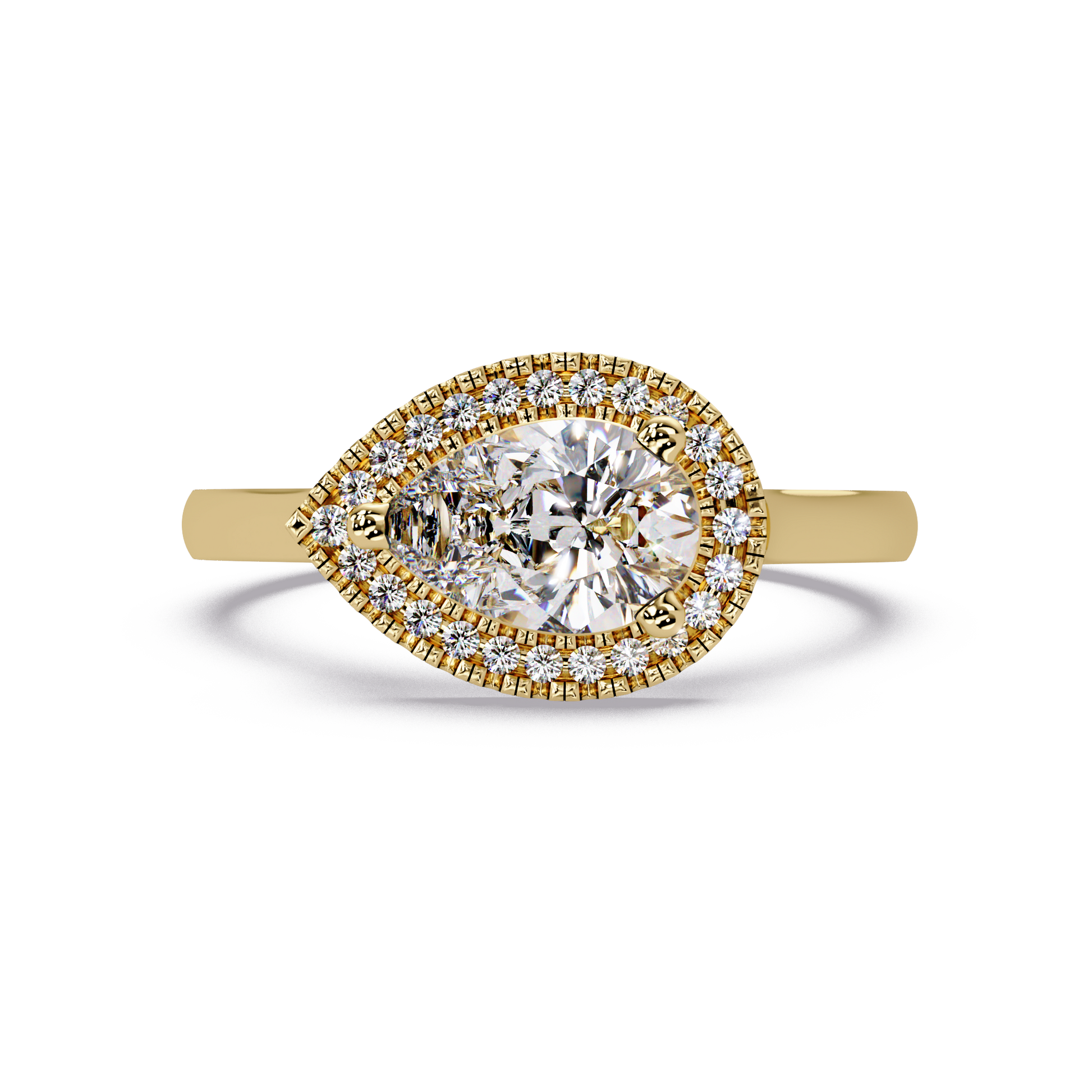 Pear Cut Lab Grown Diamond Engagement Ring in Halo Setting