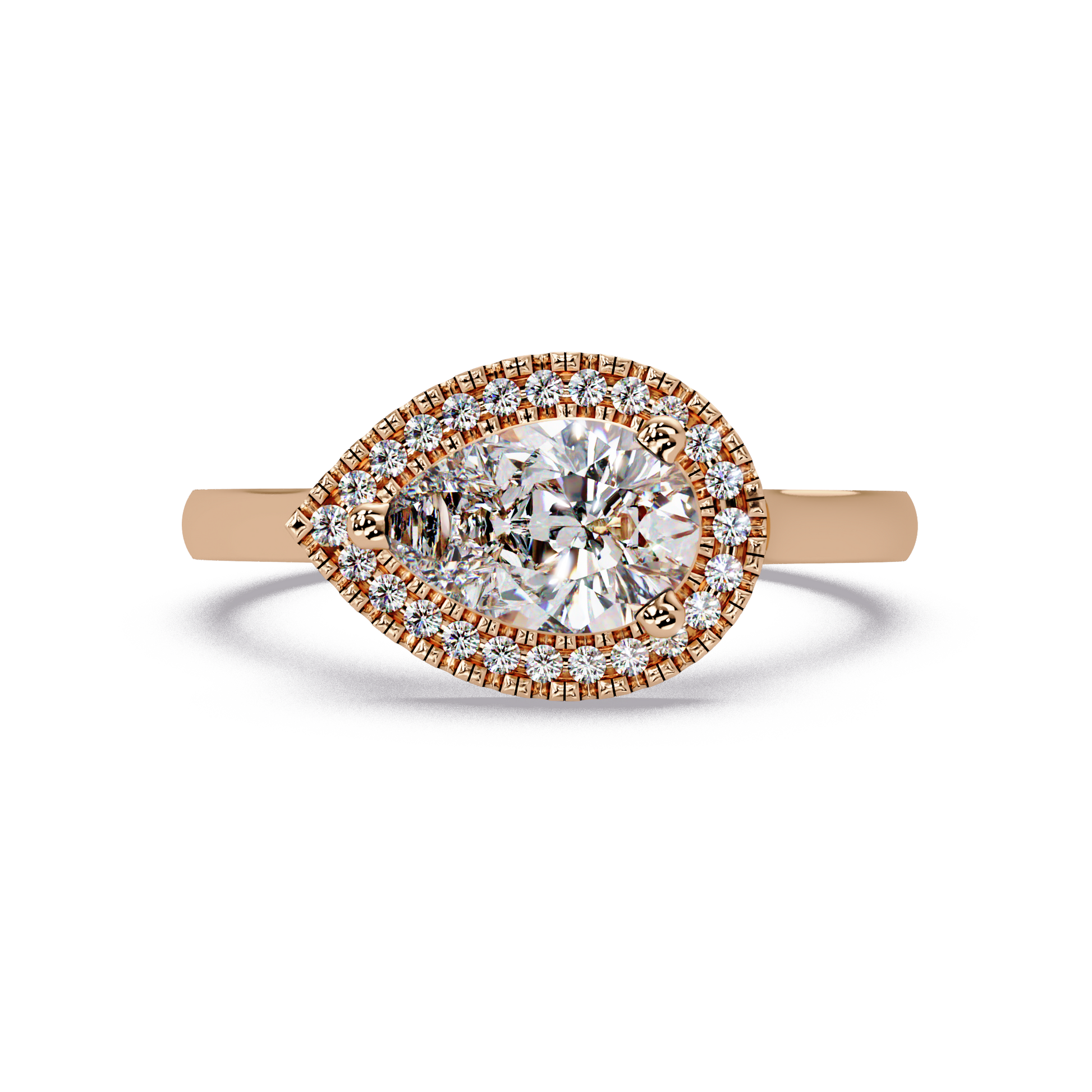 Pear Cut Lab Grown Diamond Engagement Ring in Halo Setting