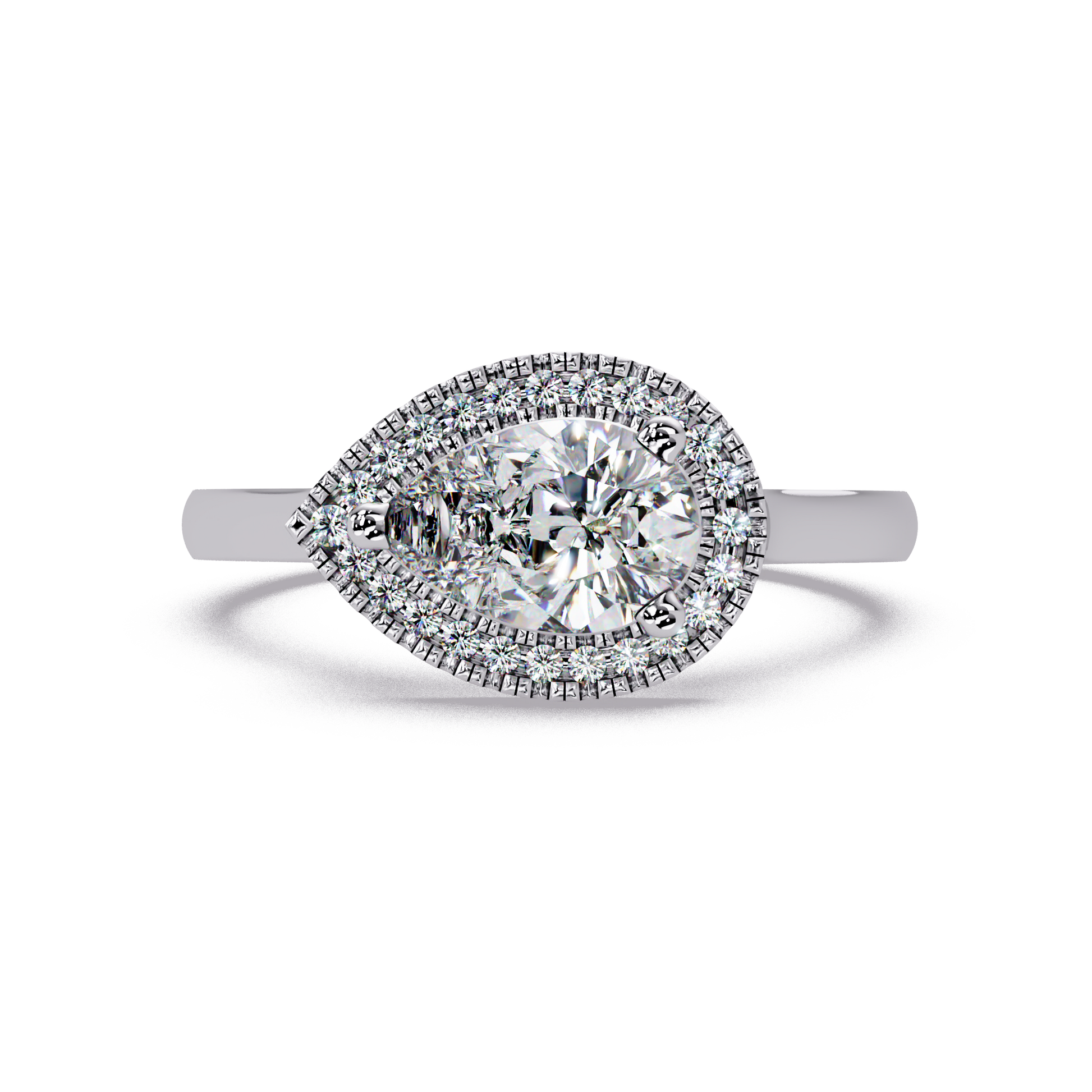 Pear Cut Lab Grown Diamond Engagement Ring in Halo Setting