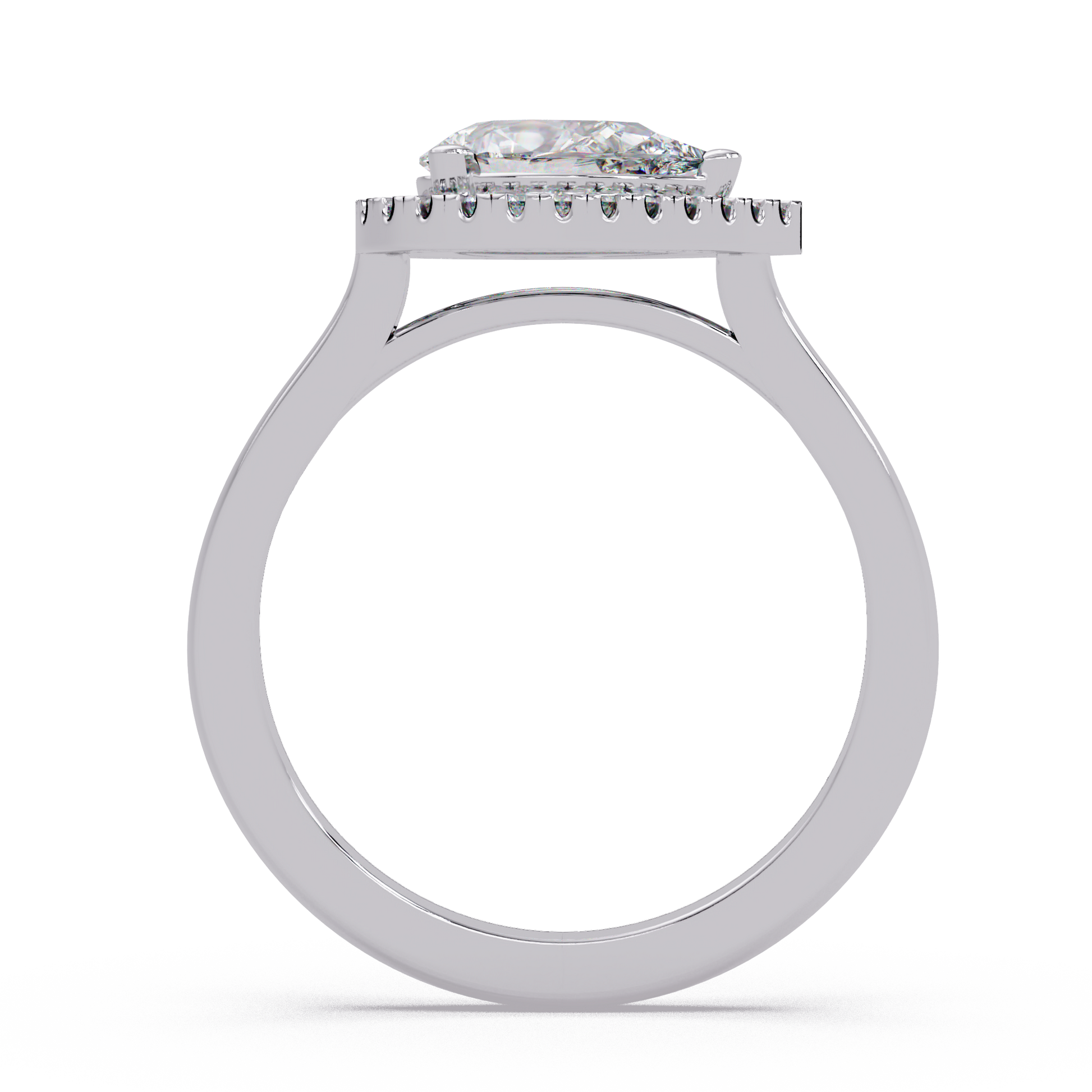 Pear Cut Lab Grown Diamond Engagement Ring in Halo Setting