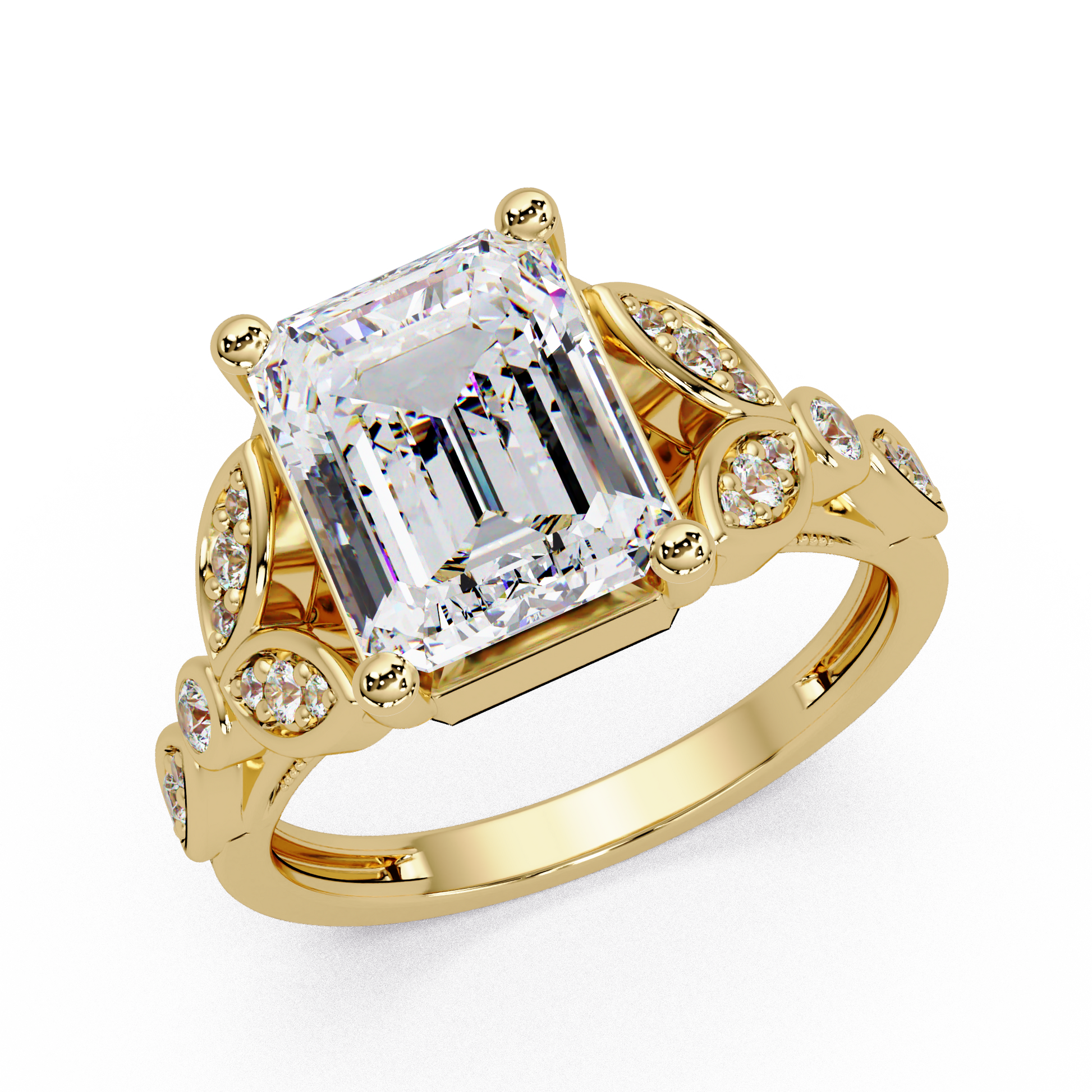 Emerald Cut Lab Grown Diamond Engagement Ring