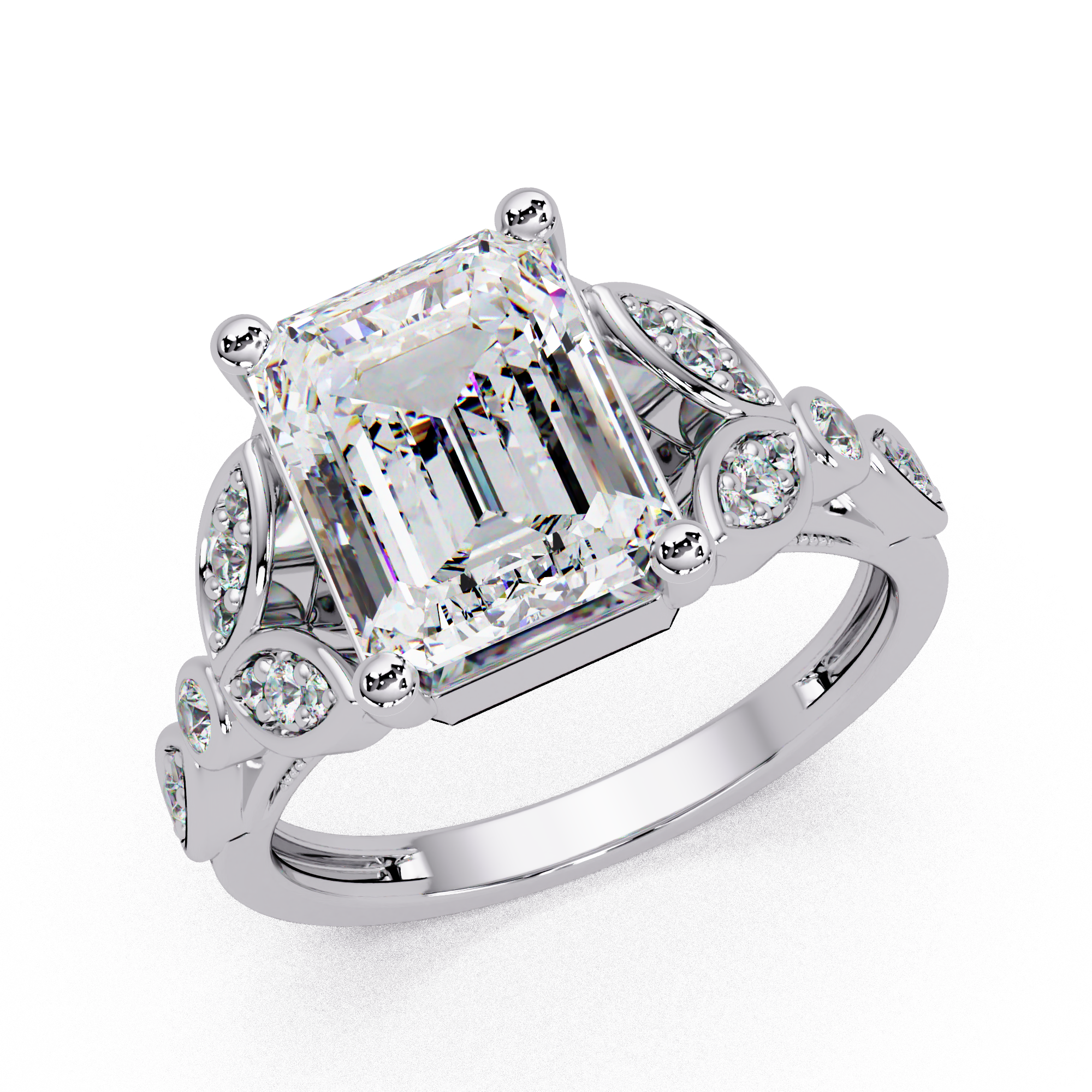 Emerald Cut Lab Grown Diamond Engagement Ring