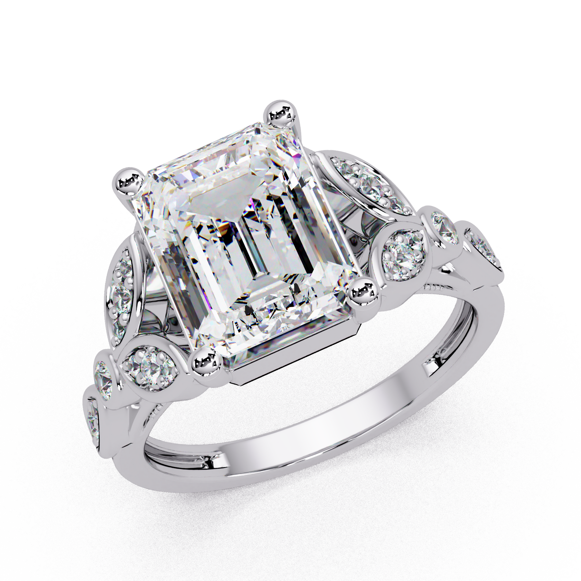 Emerald Cut Lab Grown Diamond Engagement Ring