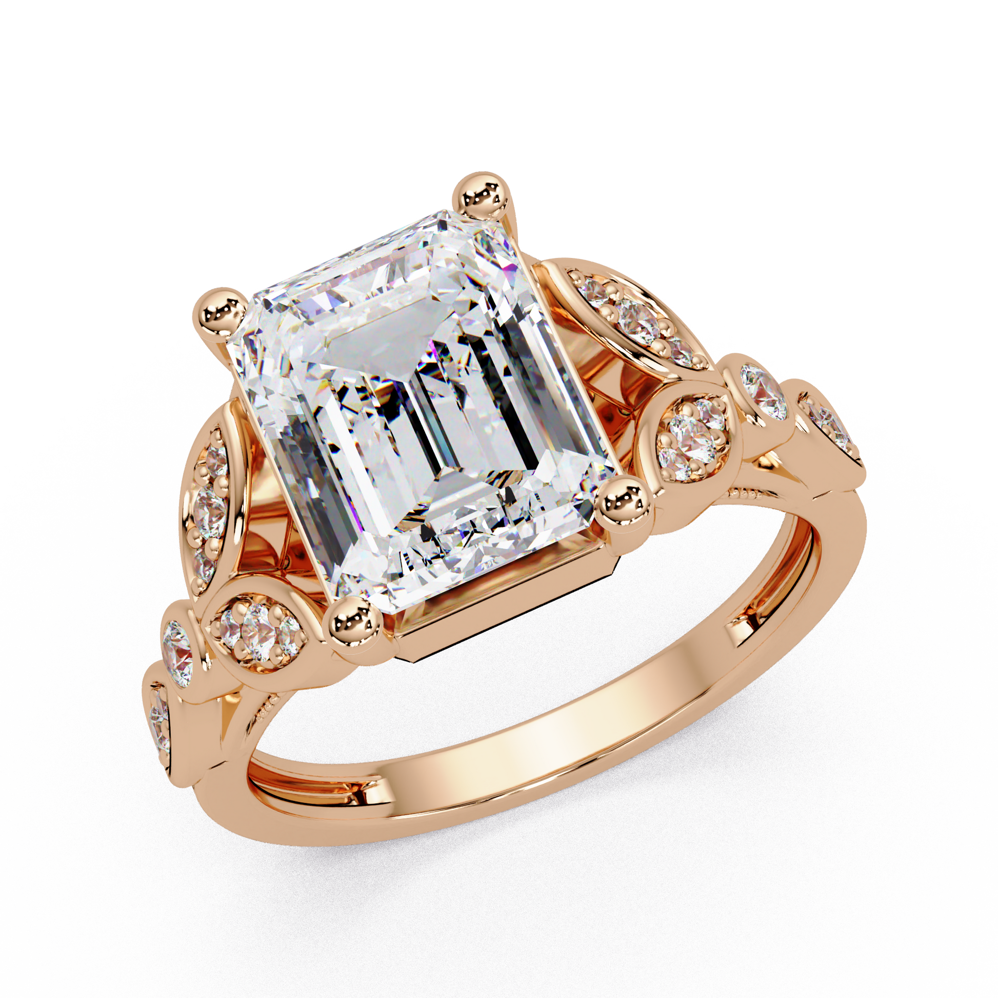 Emerald Cut Lab Grown Diamond Engagement Ring