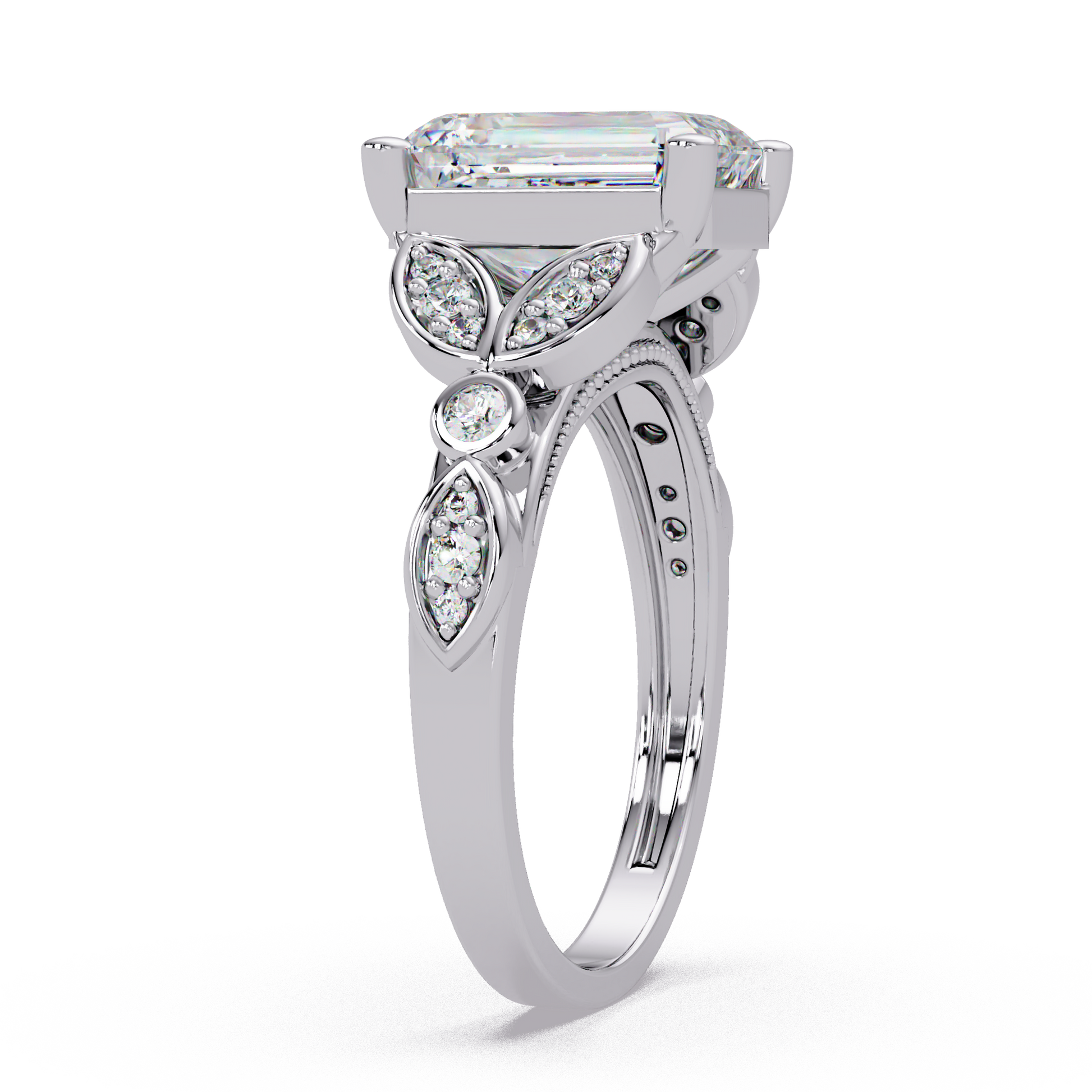 Emerald Cut Lab Grown Diamond Engagement Ring