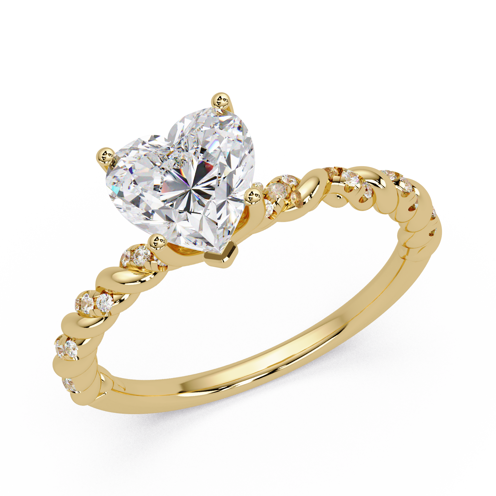 Heart Cut Lab Grown Diamond Twisted Shank Ring